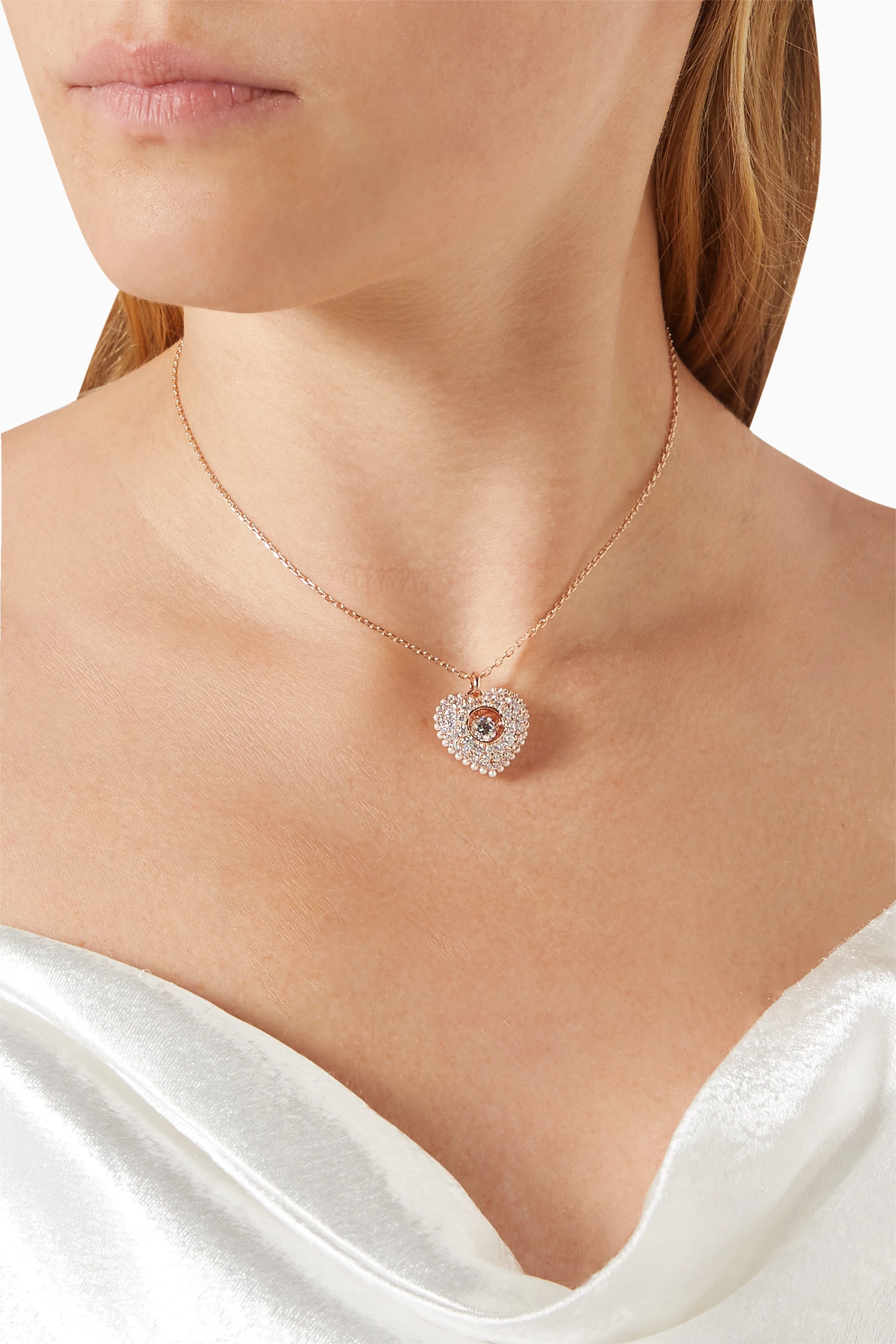 Swarovski rose gold heart necklace online
