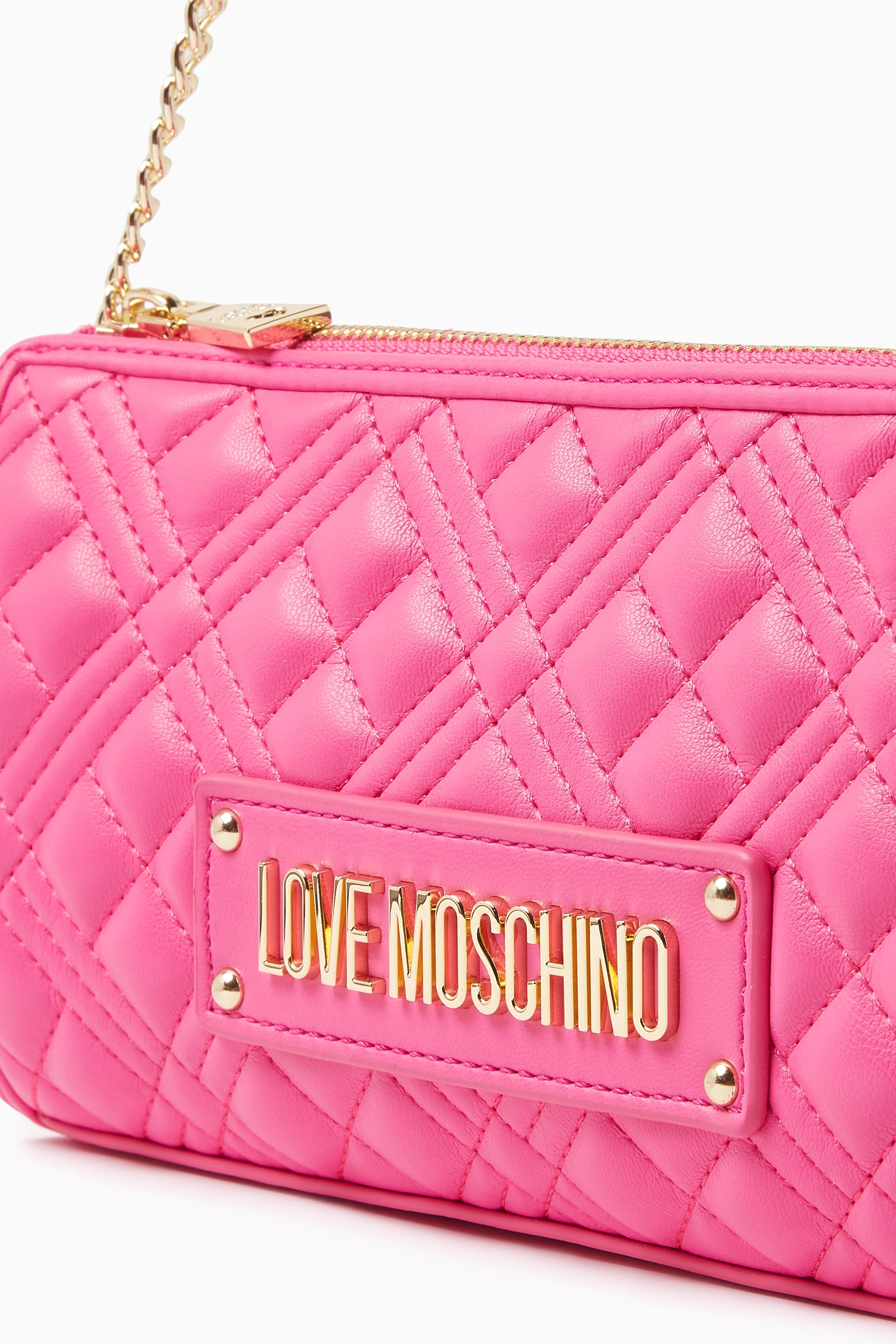 Buy Love Moschino Pink Small Shoulder Bag in Quilted Leather For Women Online Ounass Bahrain