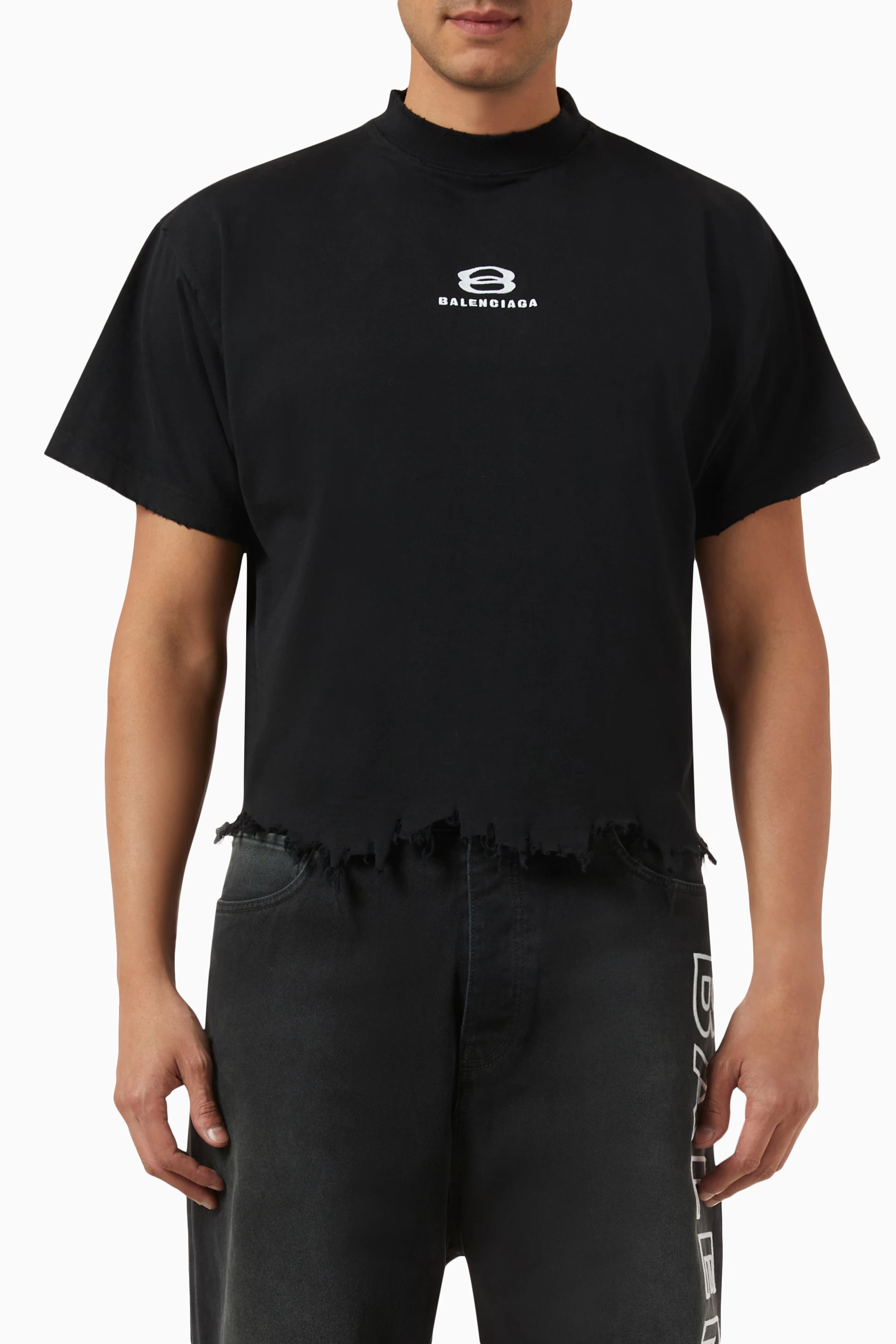 Buy Balenciaga Black Unisex Unity Sports Icon Cropped Large Fit T