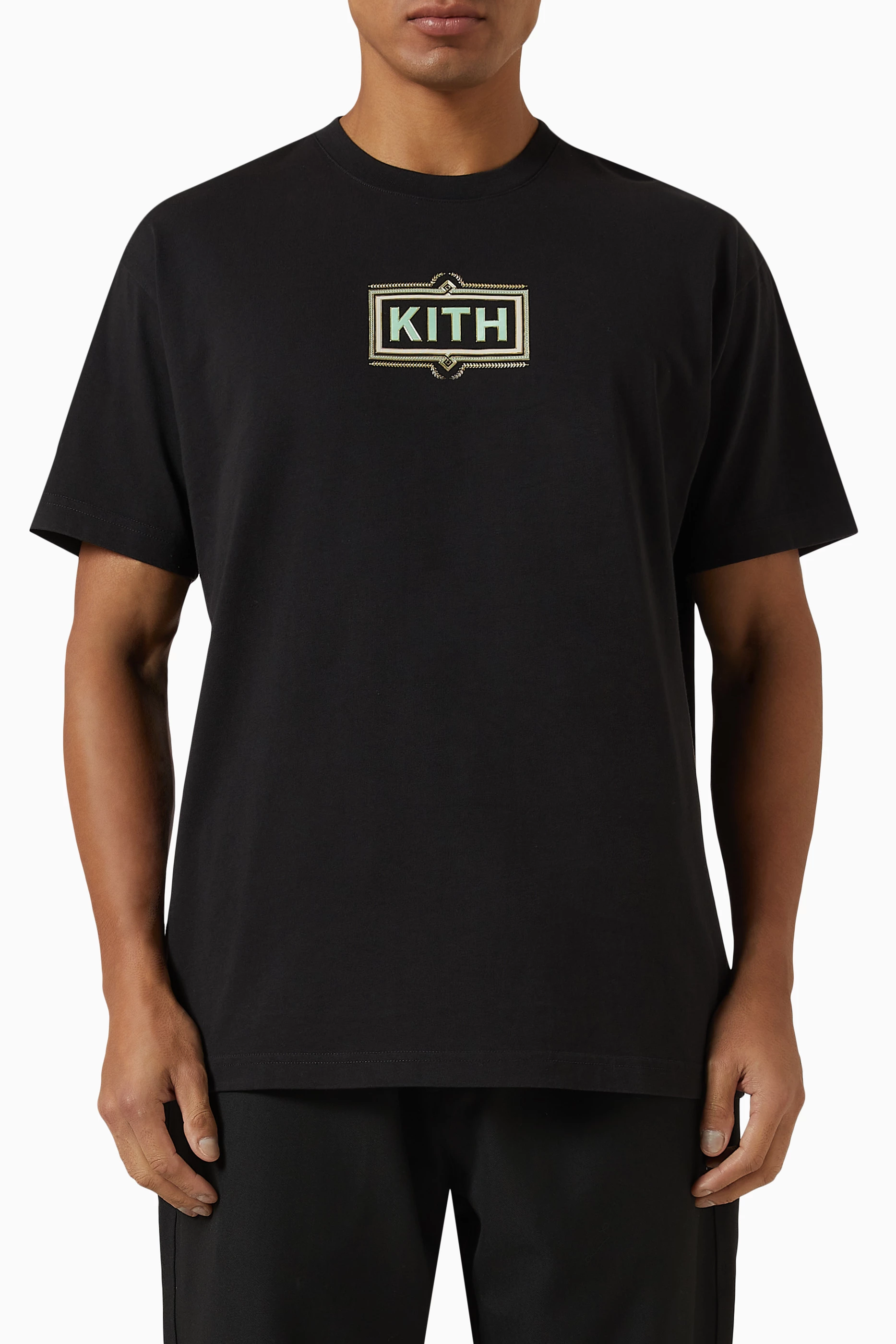 Buy Kith Black Ornate Classic Logo T shirt in Cotton Jersey For Men Online Ounass Bahrain