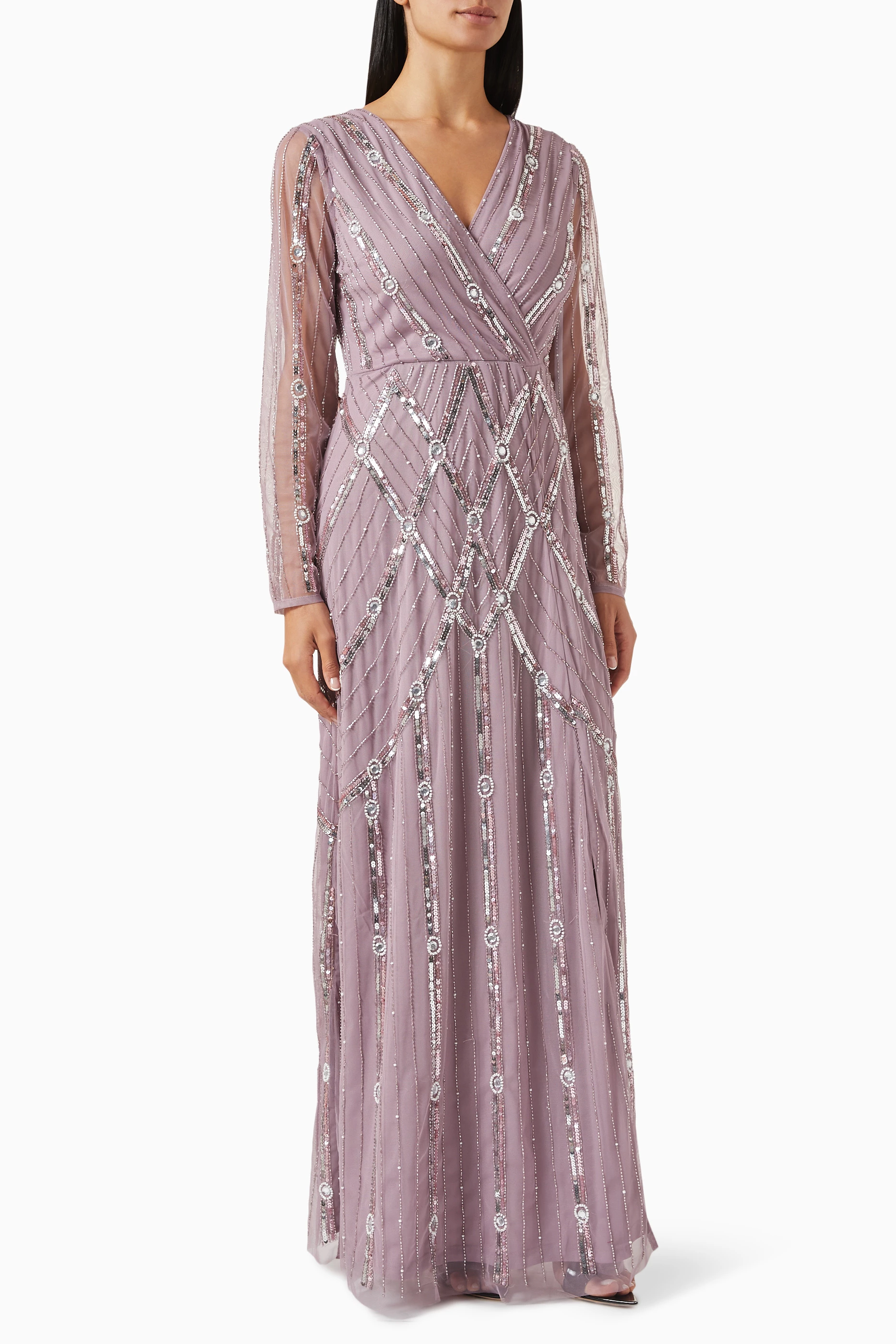 Buy Amelia Rose Purple Sequin embellished Maxi Dress For Women Online Ounass Bahrain