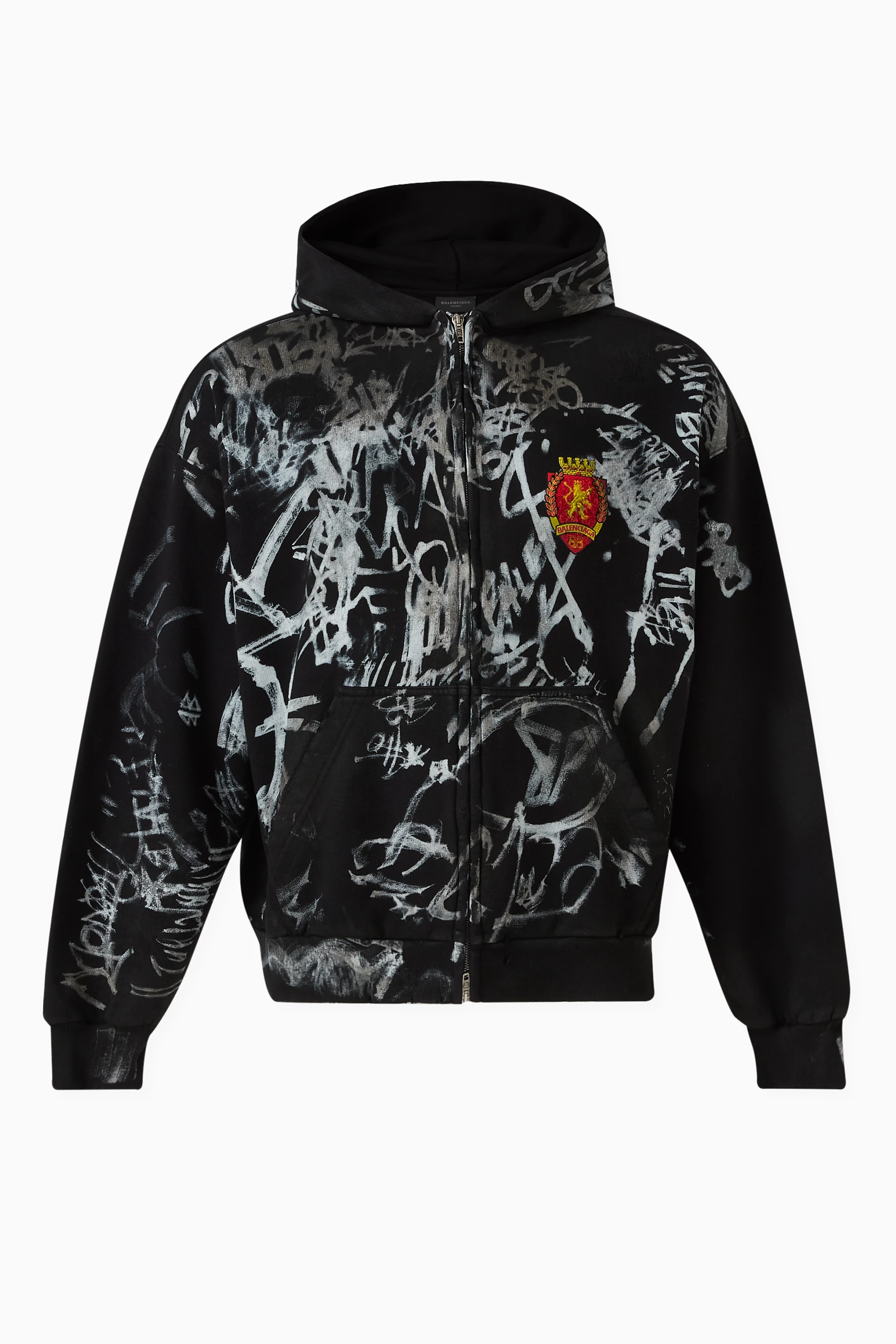 Buy Balenciaga Black Unisex Skater Zip up Hoodie Medium fit in Archetype Fleece For UNISEX Online Ounass Bahrain