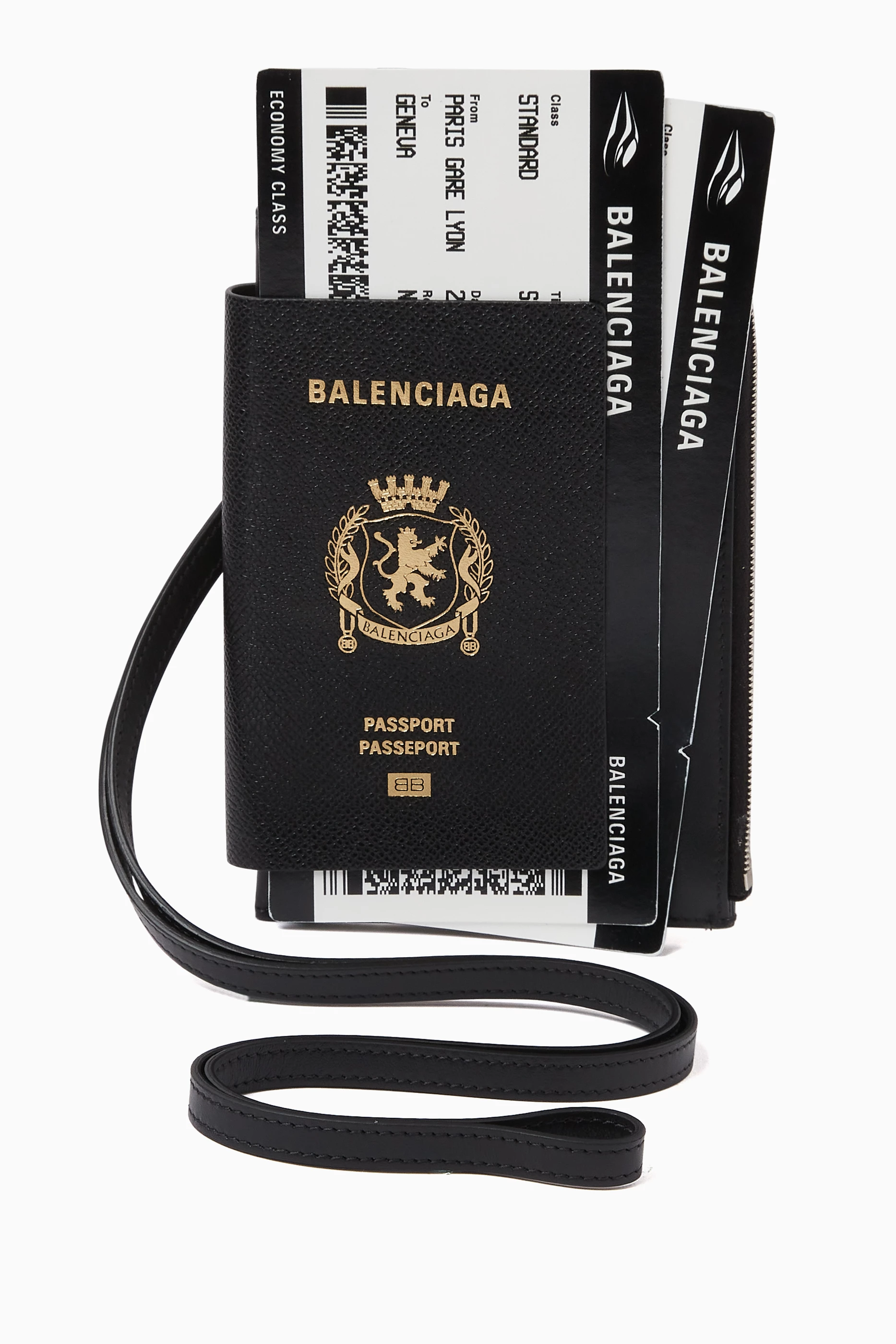 Buy Balenciaga Black Logo print Passport Phone Holder in Calfskin For Men Online Ounass Bahrain