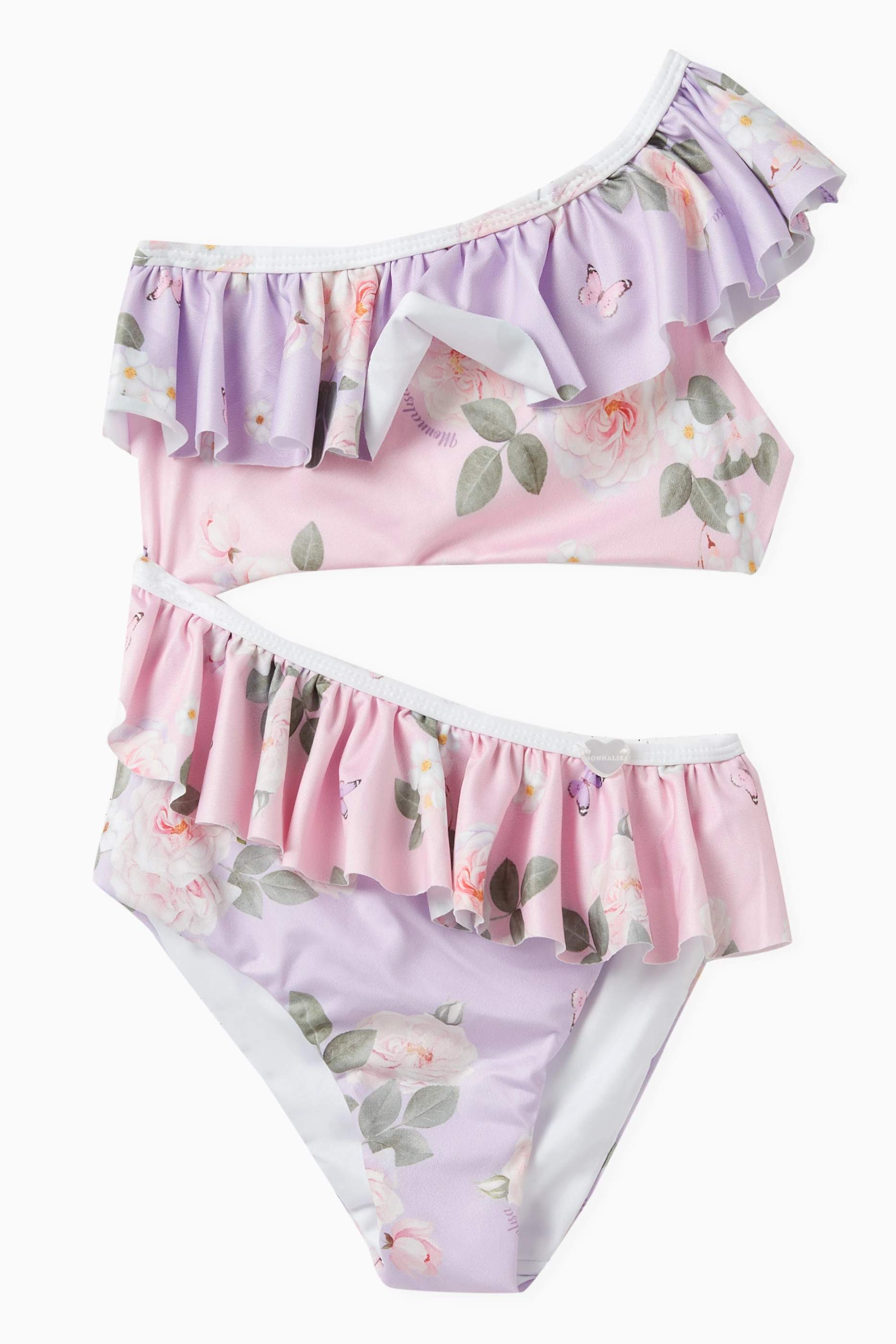 Buy Monnalisa Multicolour Floral Print Cutout Swimsuit in Stretch Polyester For Girls Online Ounass Bahrain