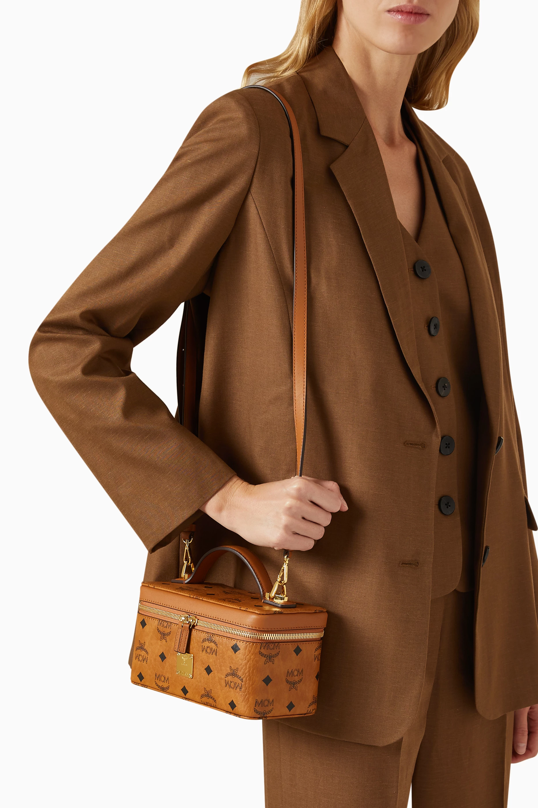 Buy MCM Brown Rockstar Vanity Case in Visetos For Women Online Ounass Bahrain