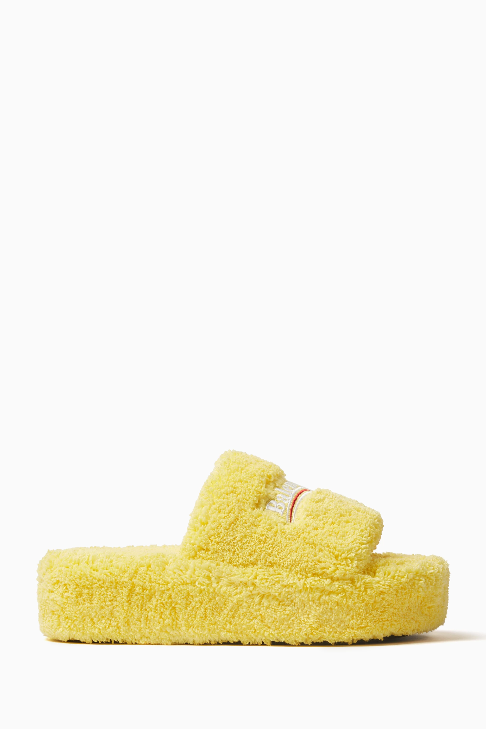 Buy Balenciaga Yellow Furry Platform Sandals in Faux Shearling For Women Online Ounass Bahrain
