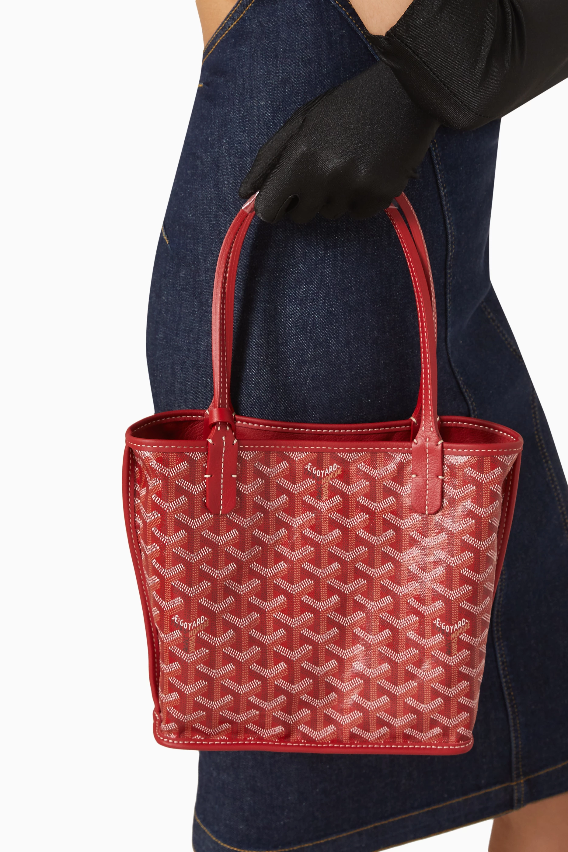Buy Goyard Pre-Loved Red Unused Mini Anjou Tote Bag with Bag Clip