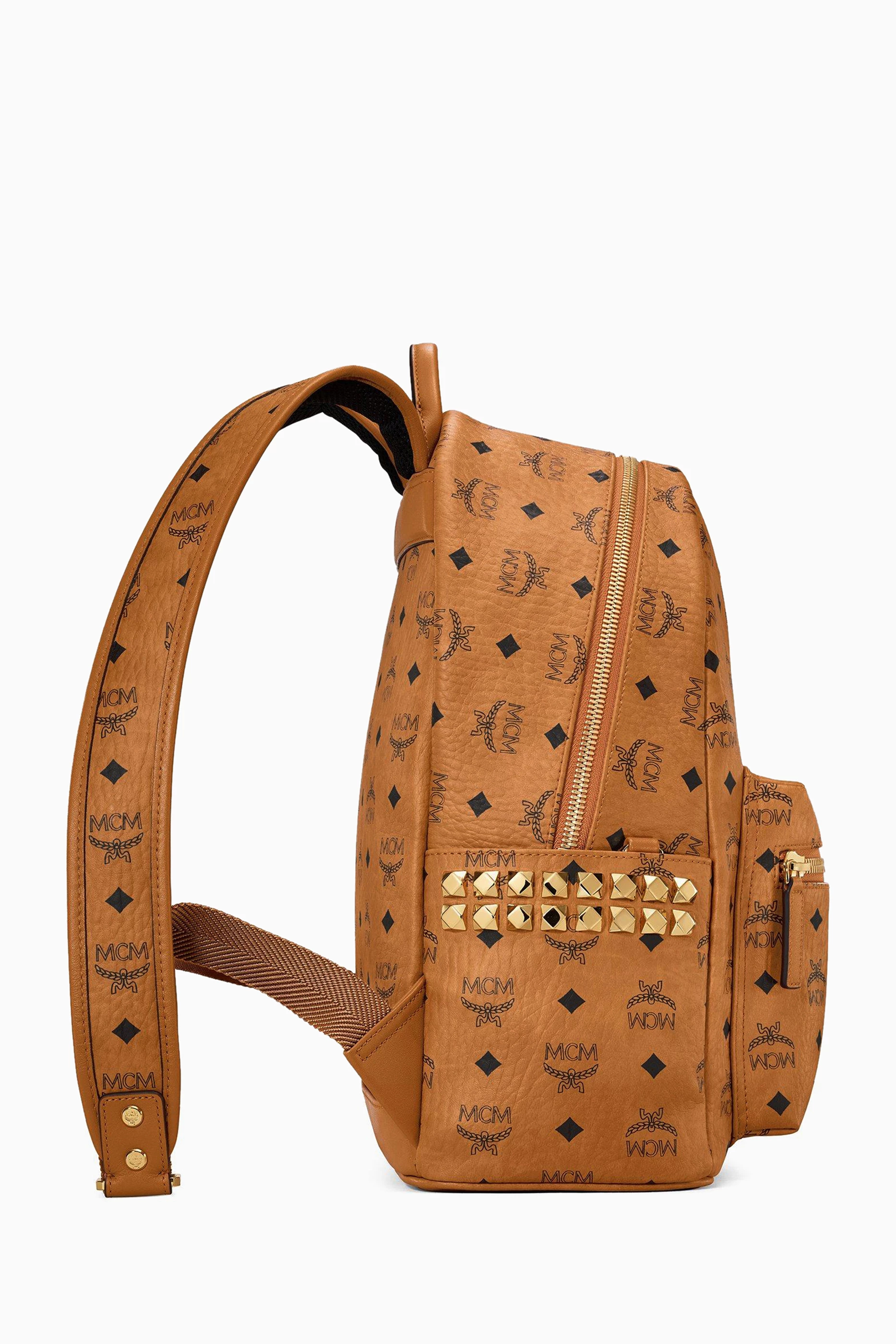 Buy MCM Brown Stark Side Studs Visetos Backpack in Coated canvas For UNISEX Online Ounass Bahrain
