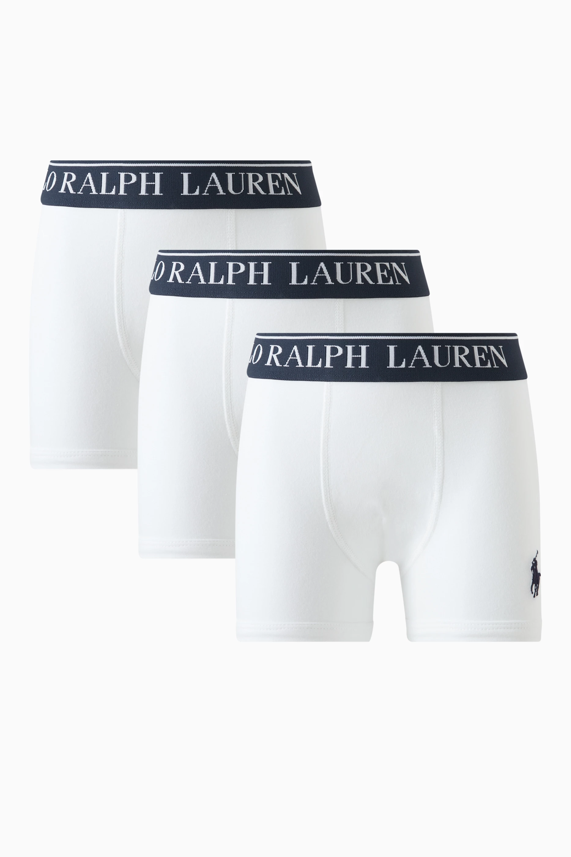 Buy Polo Ralph Lauren White Boxer Briefs in Cotton stretch Pack of 3 For Boys Online Ounass Bahrain