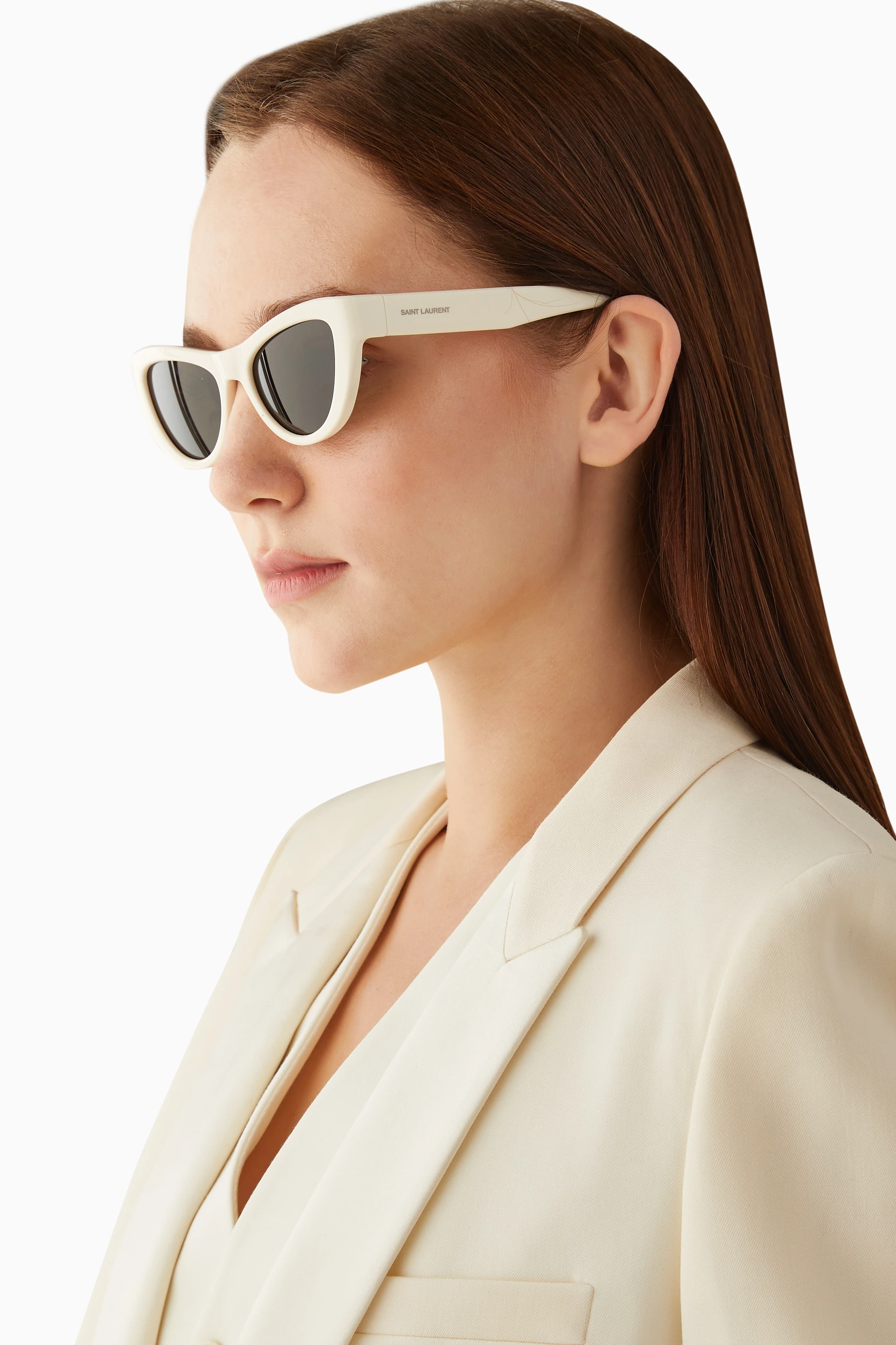 Buy SAINT LAURENT Neutral SL 676 Cat eye Sunglasses in Bio Injected Plastic For Women Online Ounass Bahrain