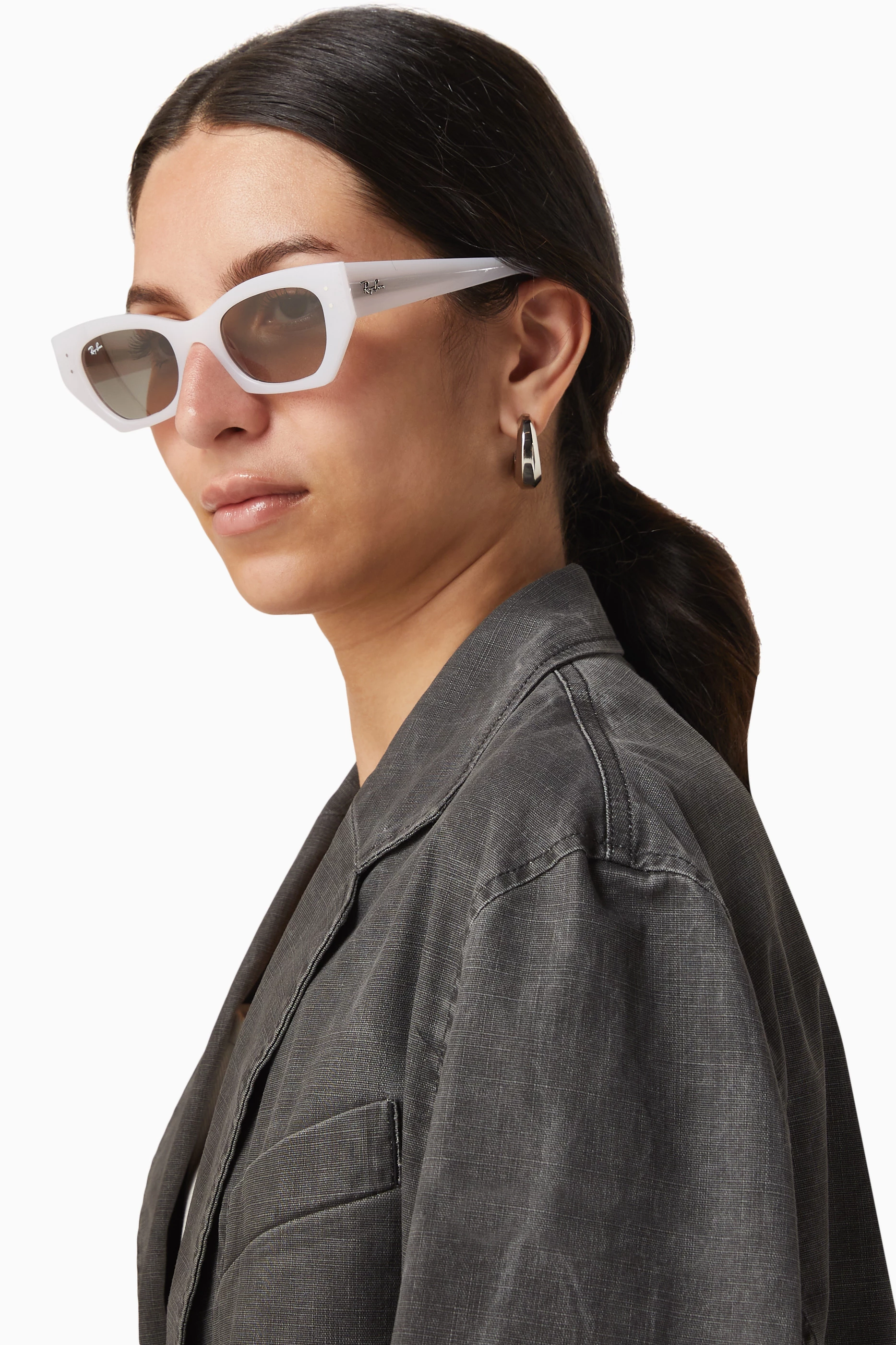White ray bans womens top