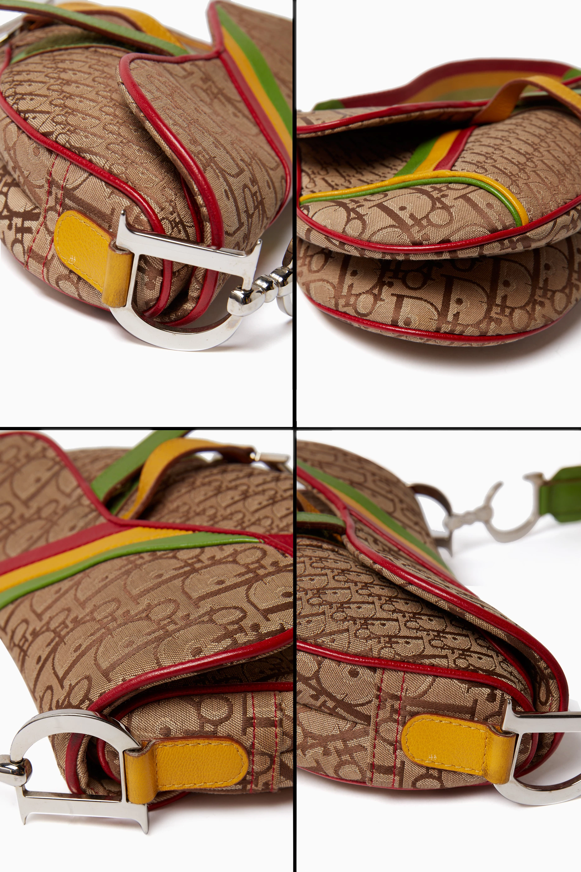 Buy Christian Dior Pre Loved Brown Galliano Rasta print Saddle Bag in Canvas Leather For Women Online Ounass Bahrain