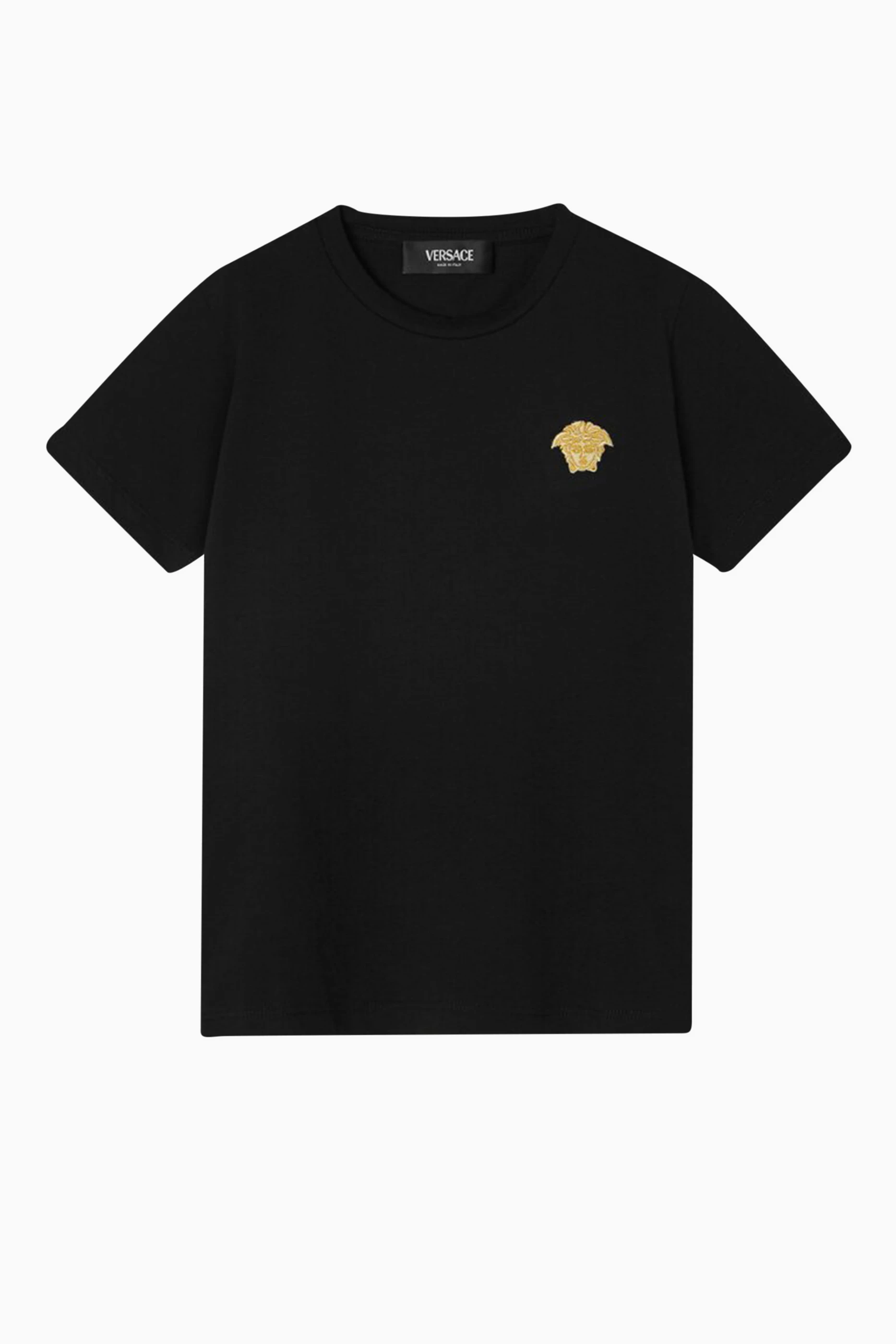 Buy Versace Black Medusa embroidered T shirt in Organic Cotton Jersey For Boys Online Ounass Bahrain
