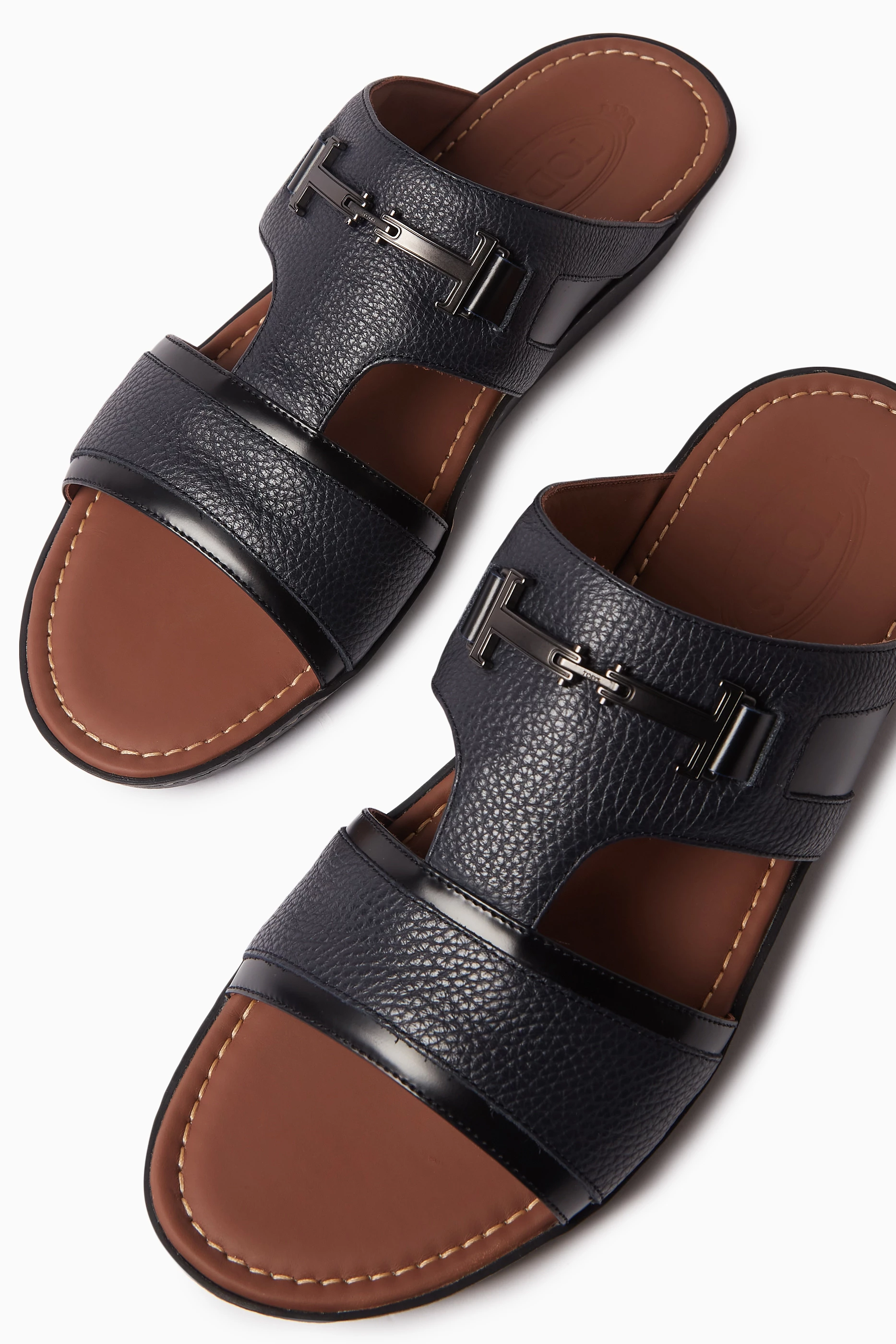 Buy Tod s Blue Double T Sandals in Leather For Men Online Ounass Bahrain