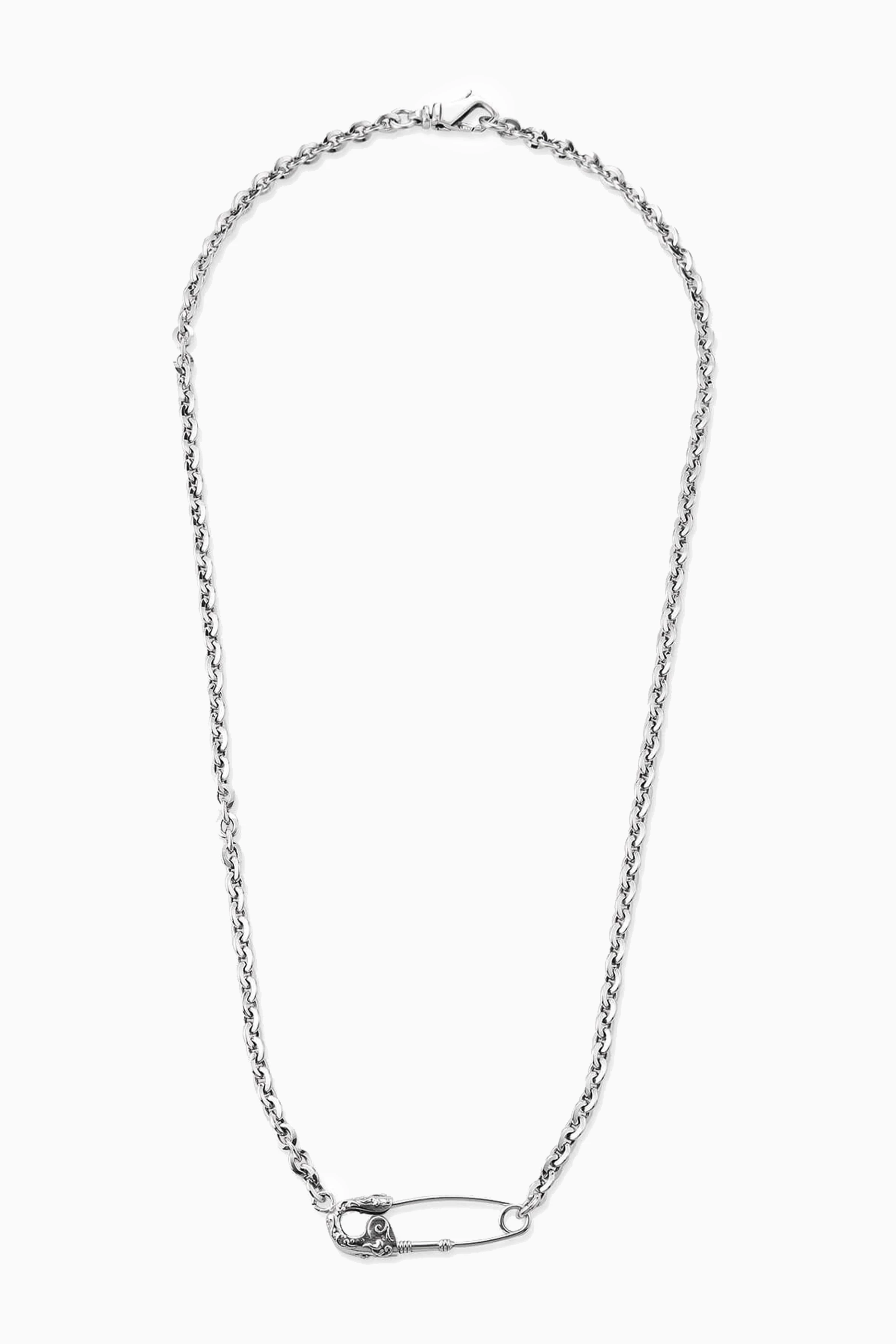 Sterling silver safety pin necklace sales