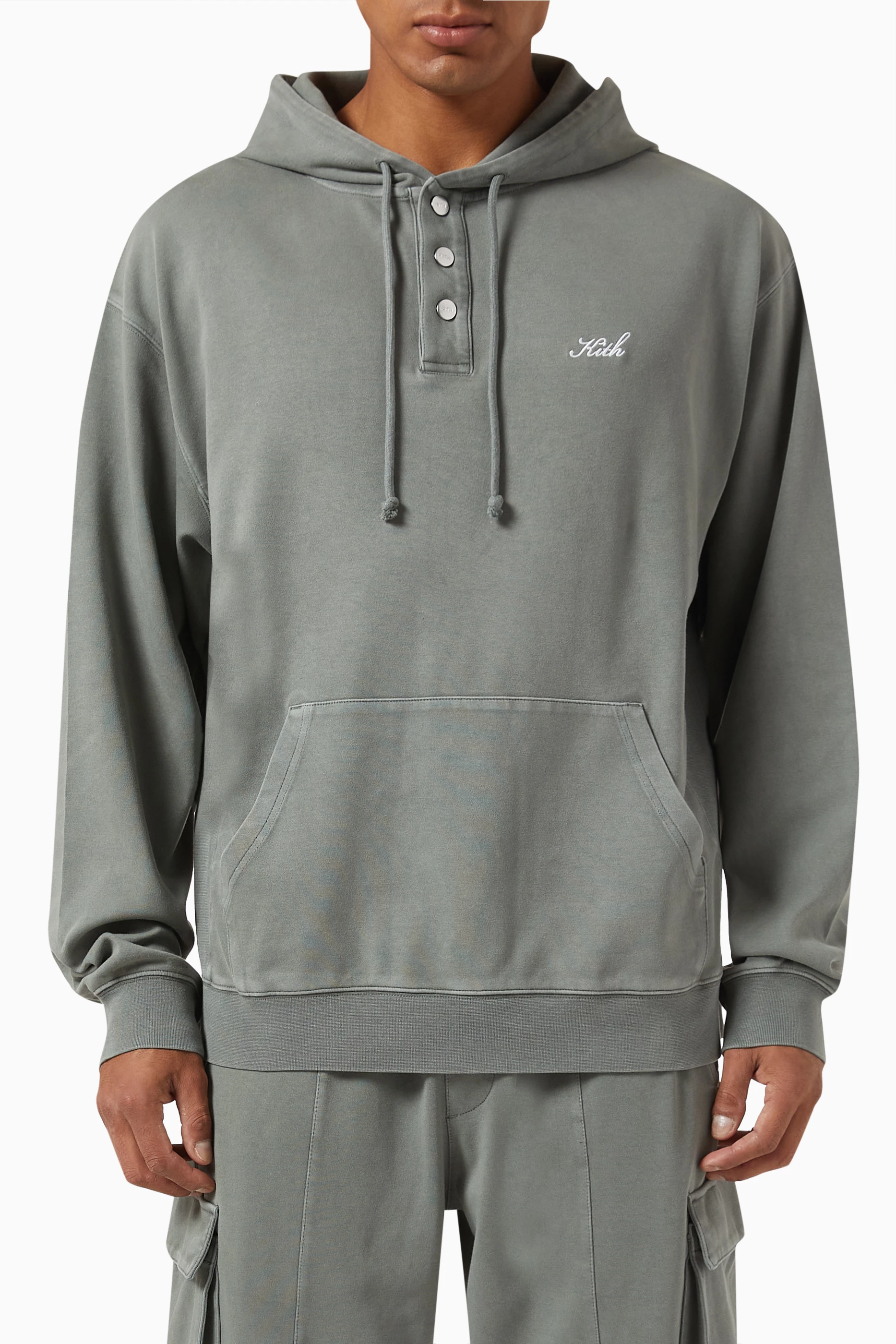 Buy Kith Grey Williams IV Hoodie in Interlock Fabric For Men Online Ounass Bahrain