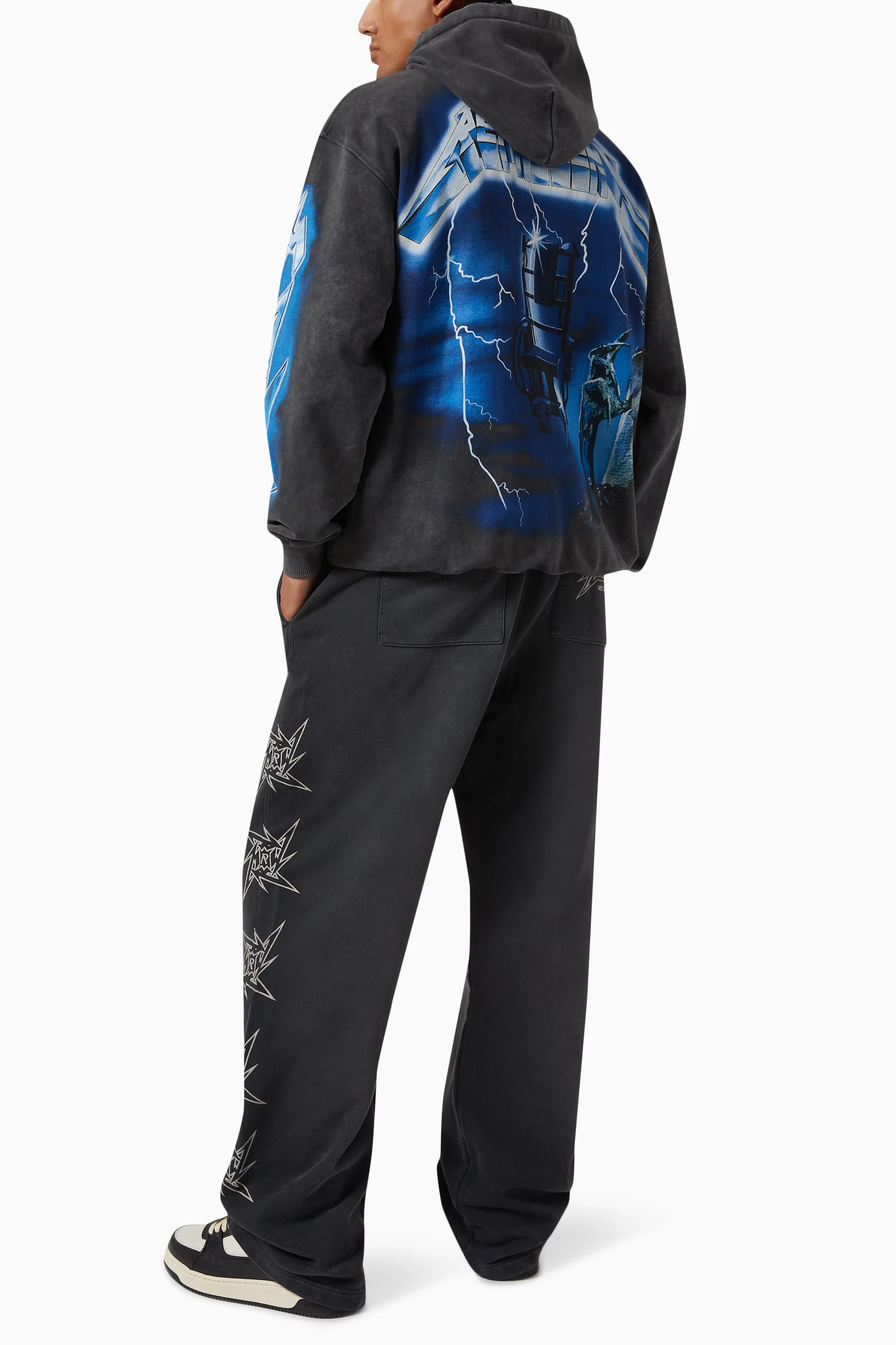 Buy Represent Grey x Metallica Ride the Lightening Hoodie in Cotton For Men Online Ounass Bahrain