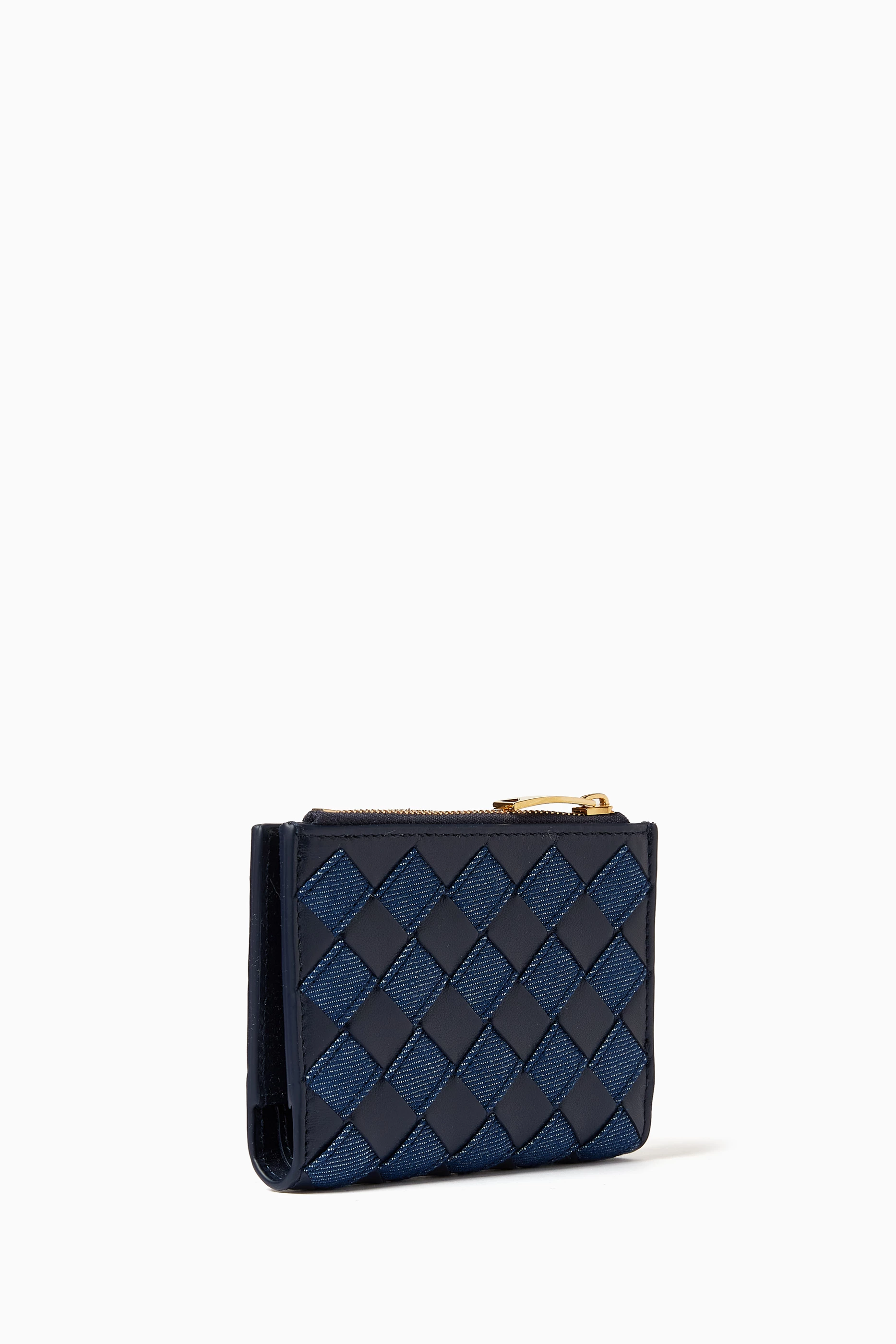 Buy Bottega Veneta Blue Small Bi Fold Wallet in Intrecciato Calfskin For Women Online Ounass Bahrain