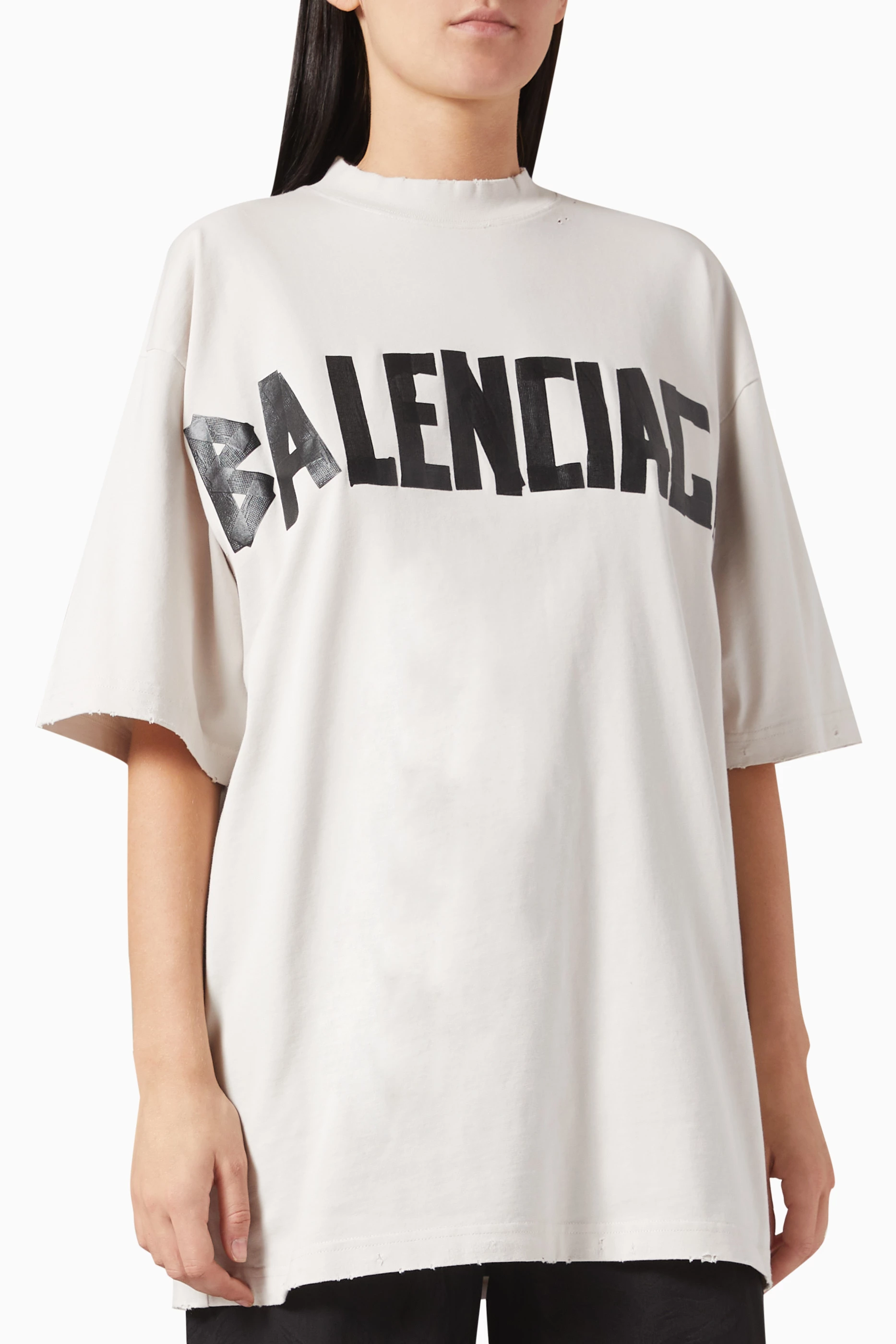Buy Balenciaga White Unisex New Tape Type Medium-fit T-shirt