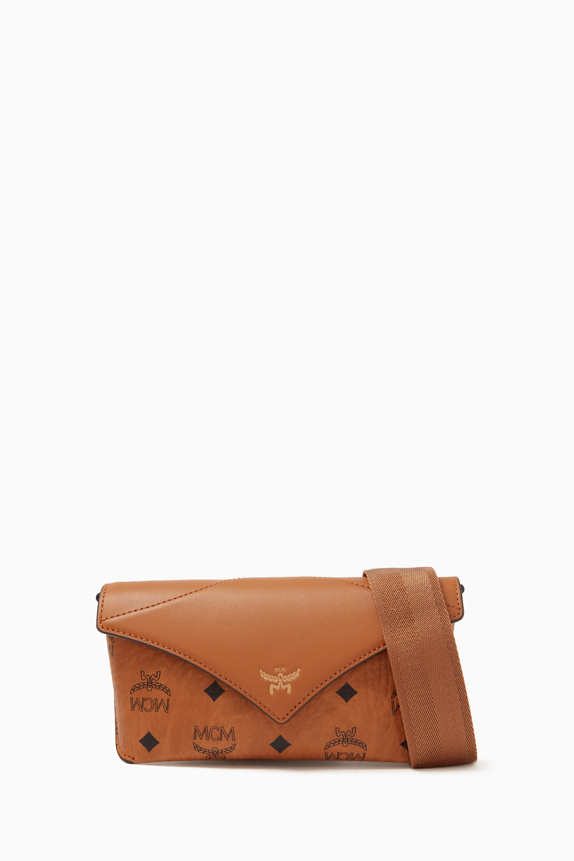 Buy MCM Brown Diamond Flat Pouch in Visetos For Women Online Ounass Bahrain