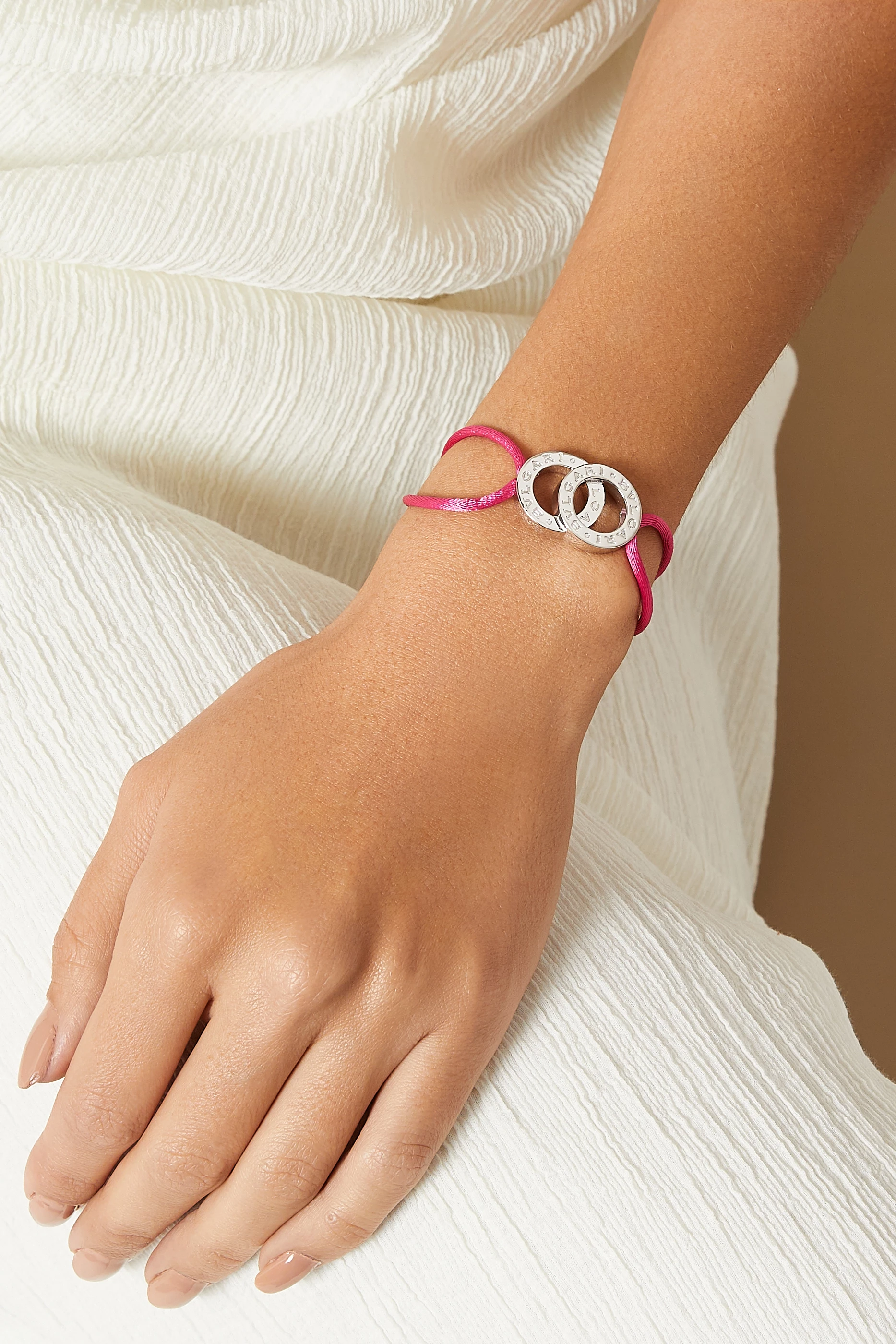 Buy BVLGARI Pink BVLGARI BVLGARI Fortuna U Bracelet in Sterling Silver For Women Online Ounass Bahrain