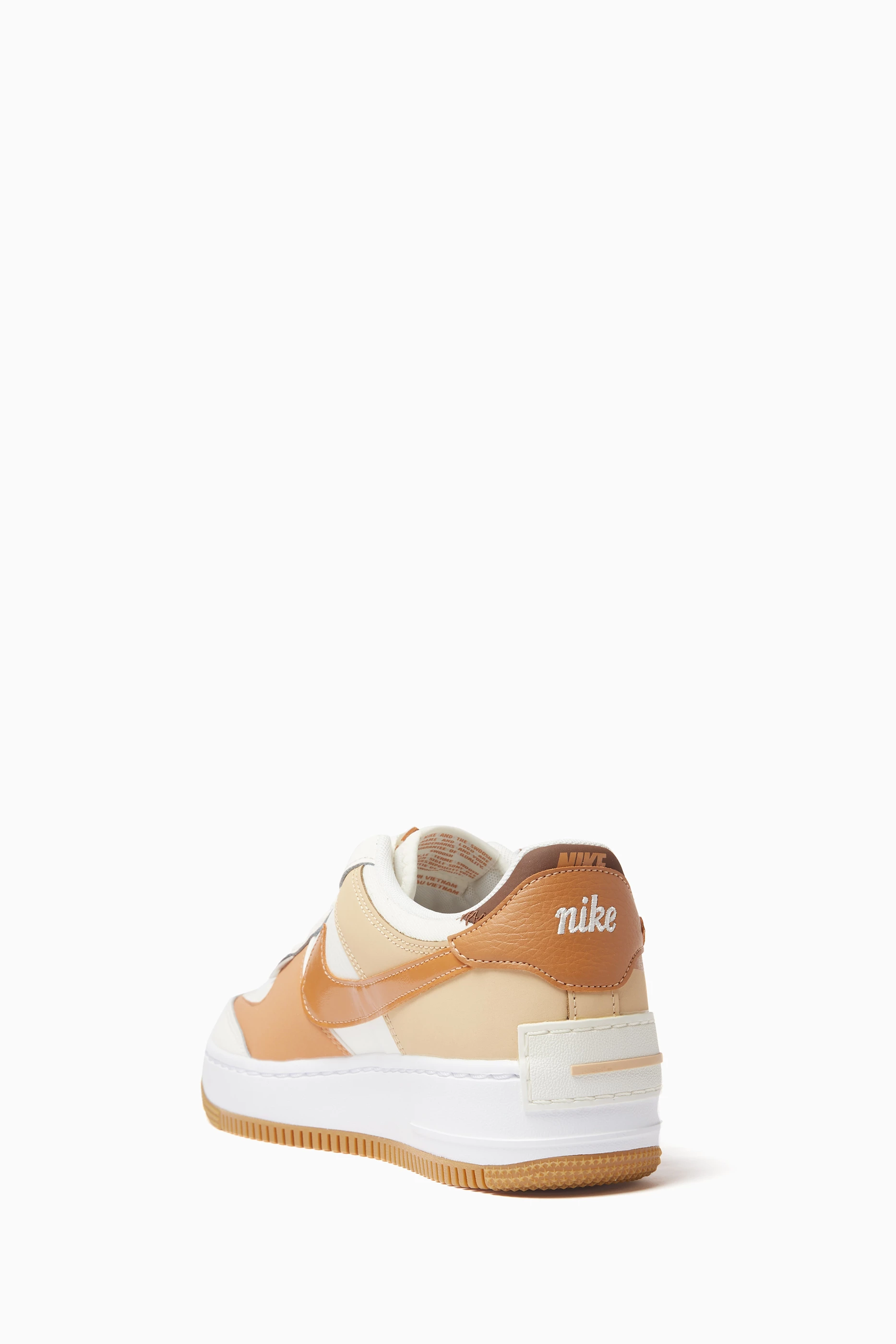 Buy Nike Brown Air Force Shadow Sneakers in Leather For Women