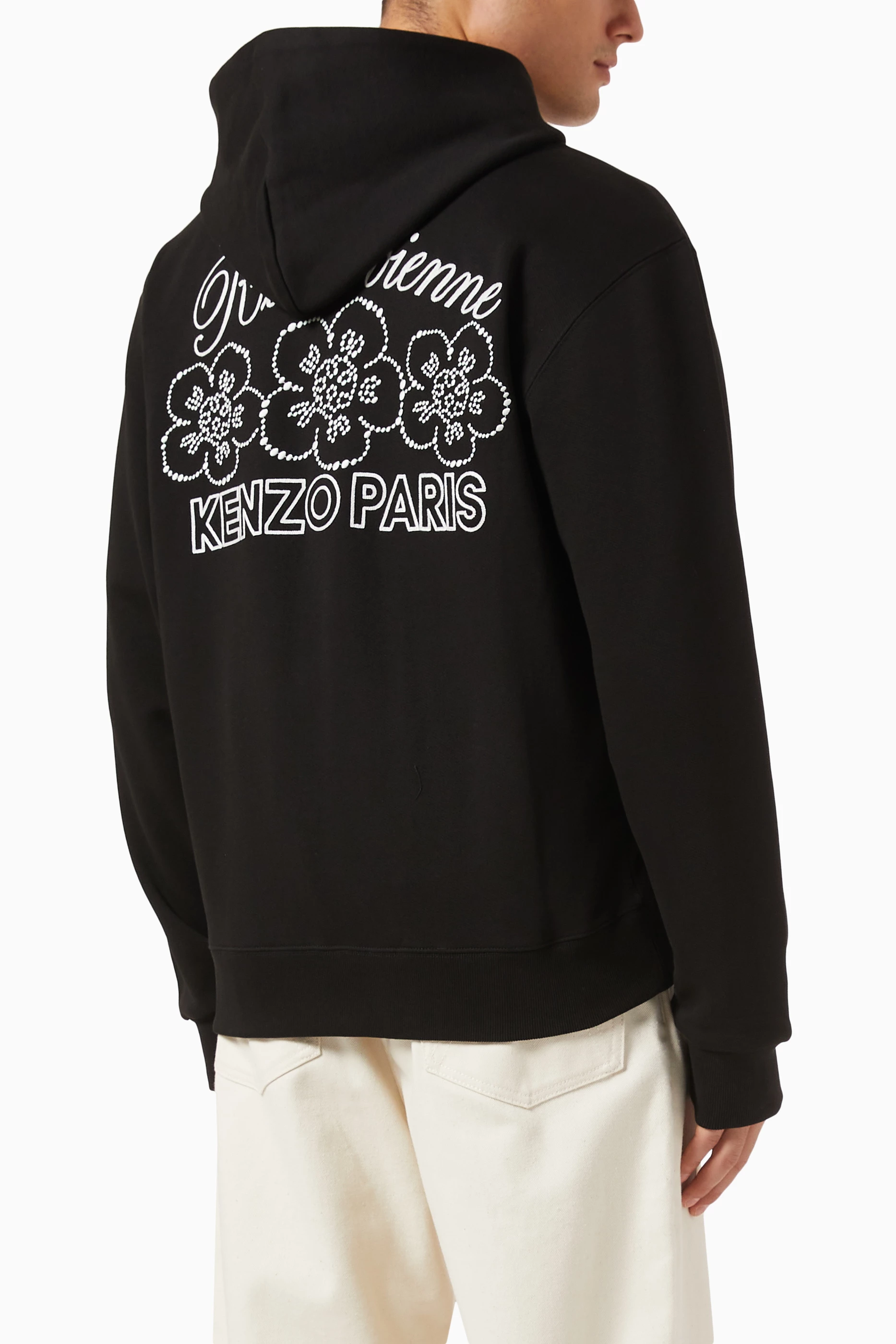 Buy KENZO Black Constellation Embroidered Zipped Hoodie in Cotton For Men Online Ounass Bahrain
