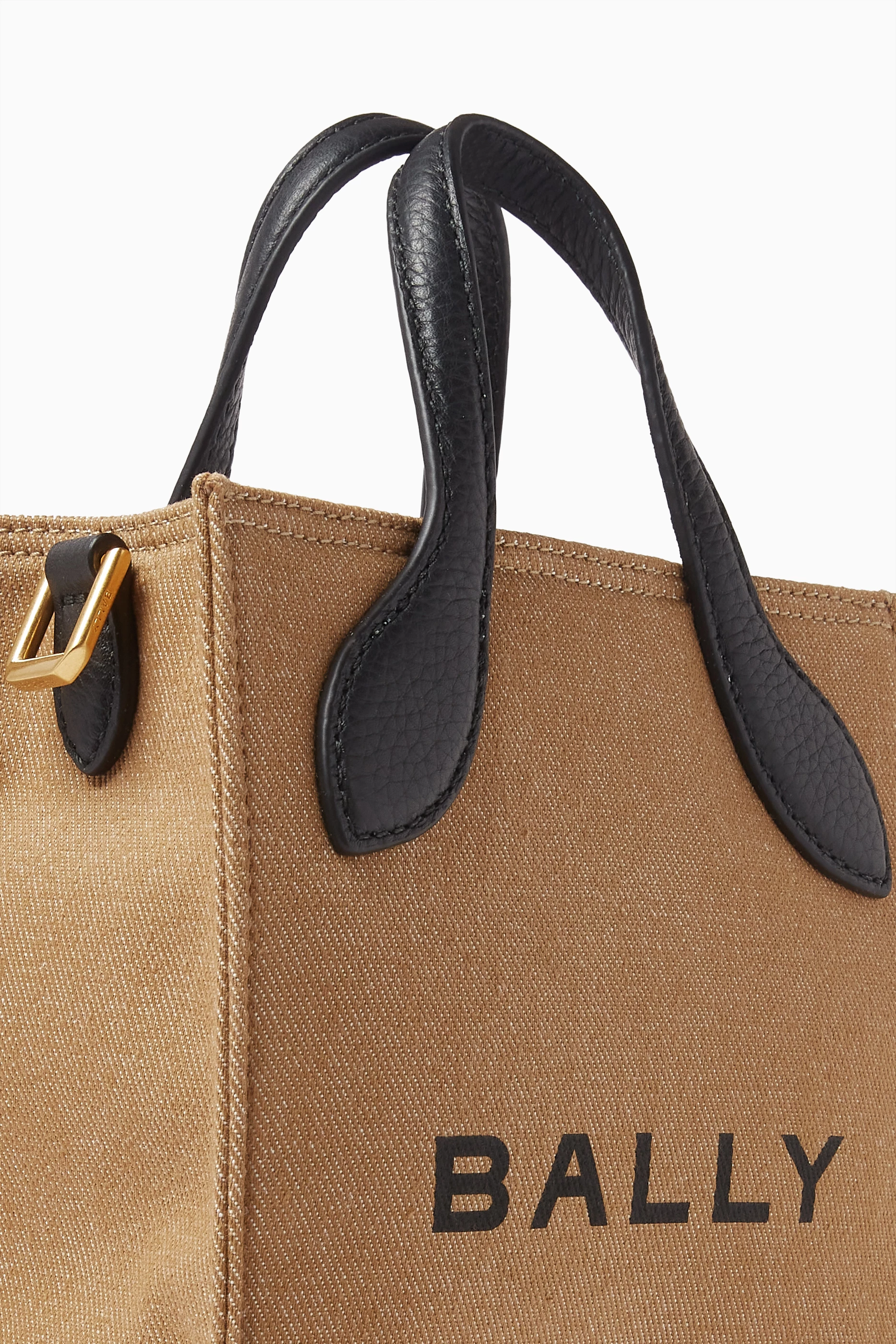 Buy Bally Brown Mini Bar Keep On Tote Bag in Canvas and Leather For Women Online Ounass Bahrain