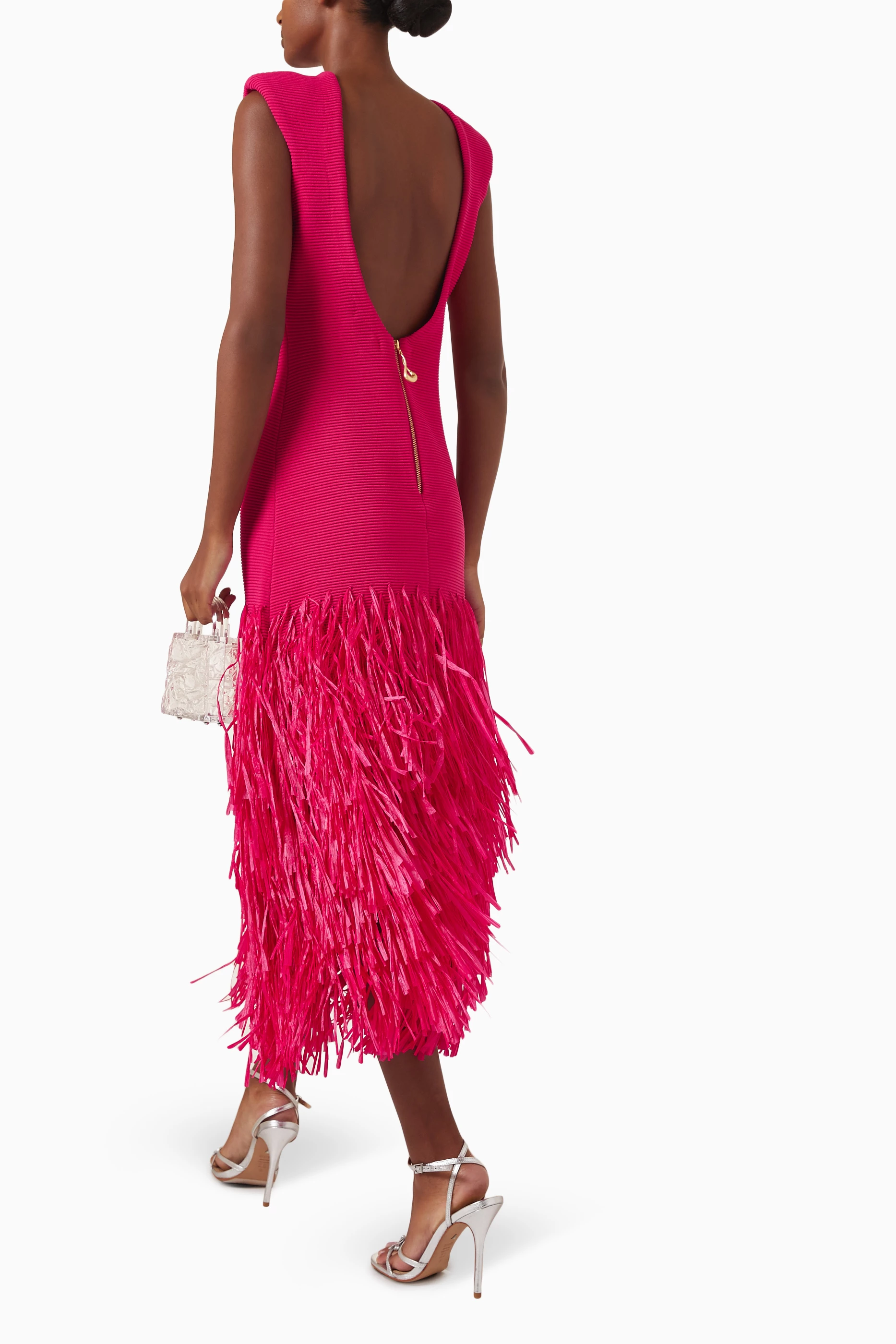 Buy Aje Pink Rushes Raffia Knit Midi Dress in Viscose Blend For Women  Online | Ounass Bahrain