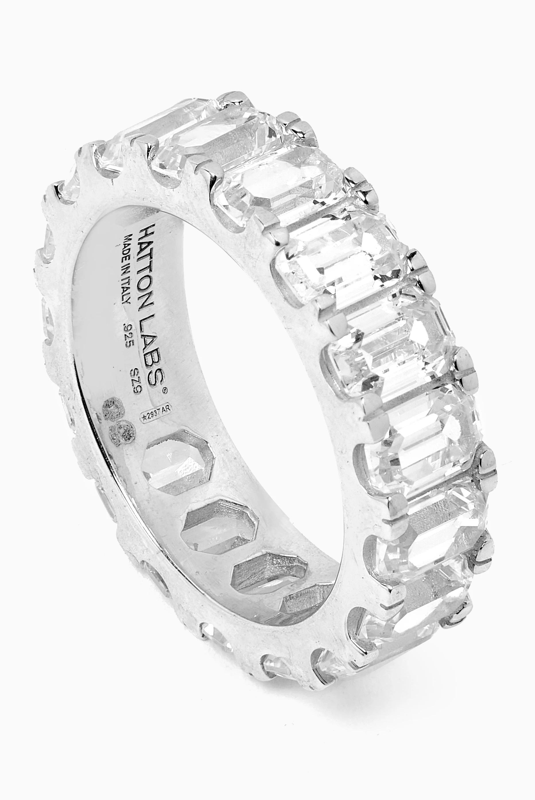 Buy Hatton Labs Silver Step Cut Eternity Ring in Sterling Silver For Men  Online | Ounass Bahrain