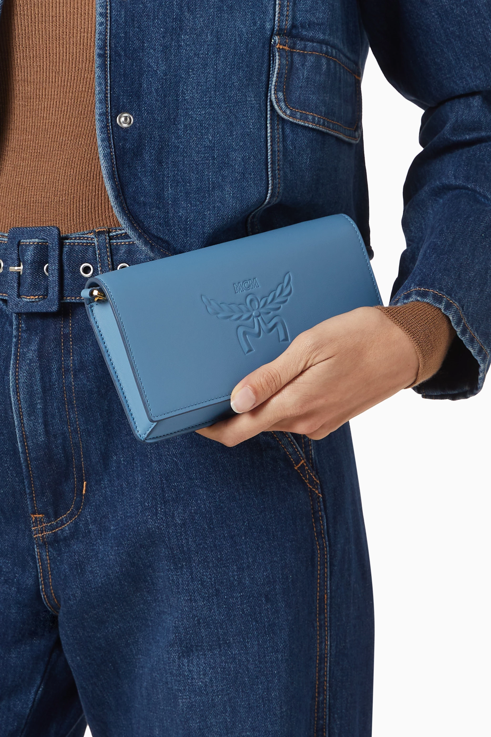 Buy MCM Blue Large Himmel Chain Wallet in Calf Leather For Men Online Ounass Bahrain