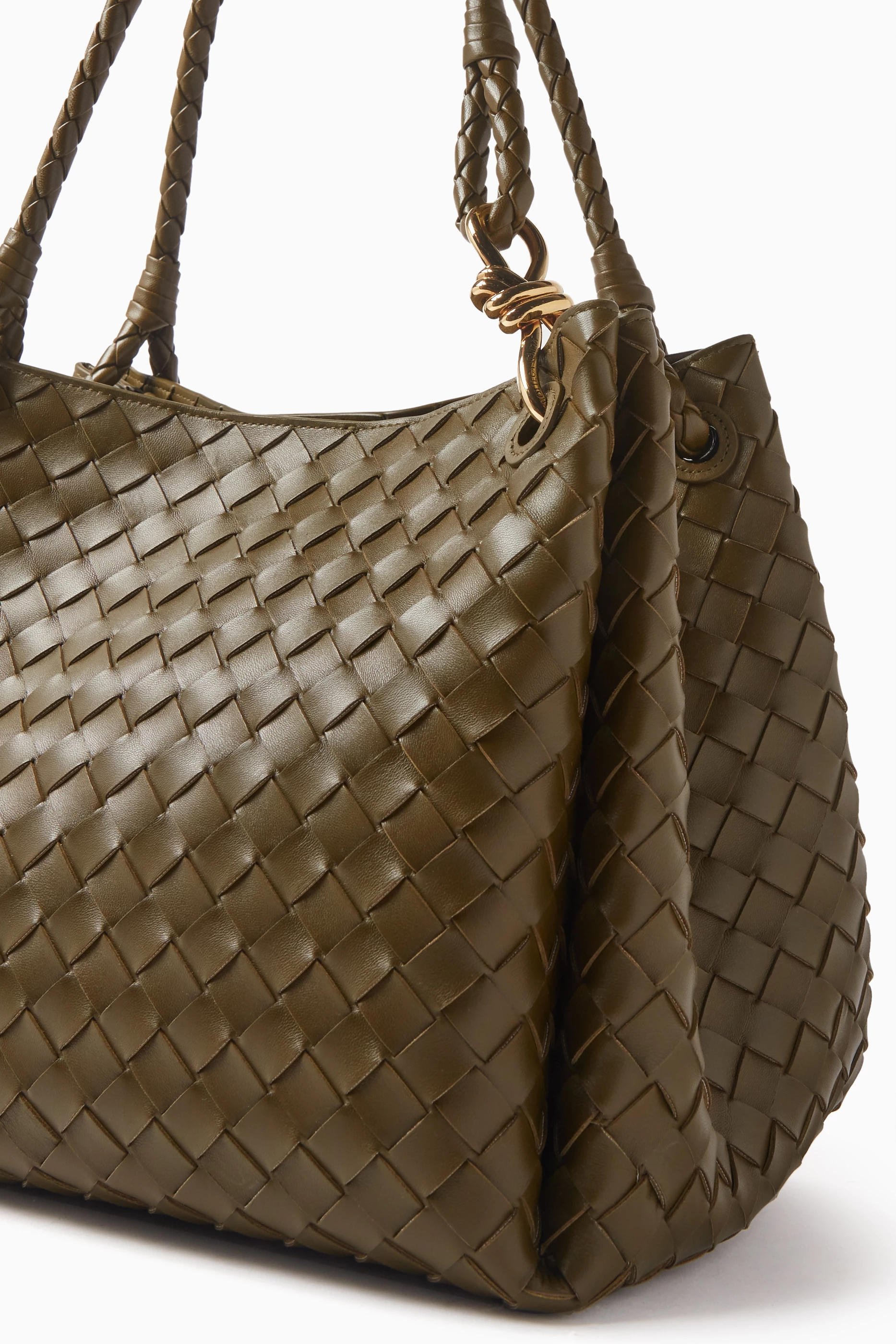Buy Bottega Veneta Green Large Parachute Bag in Intrecciato