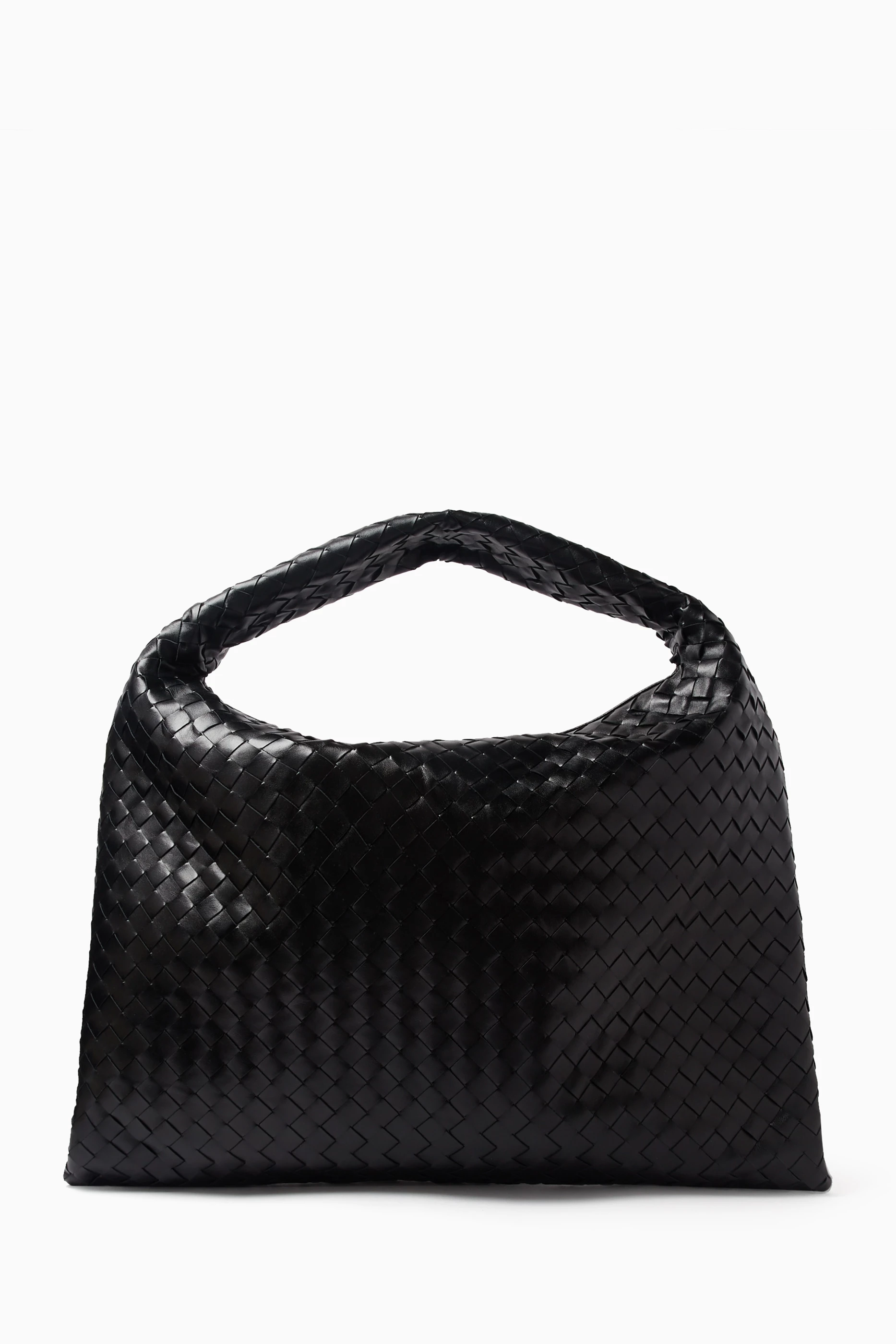 Buy Bottega Veneta Black Large Hop Shoulder Bag in Intrecciato Leather For Women Online Ounass Bahrain