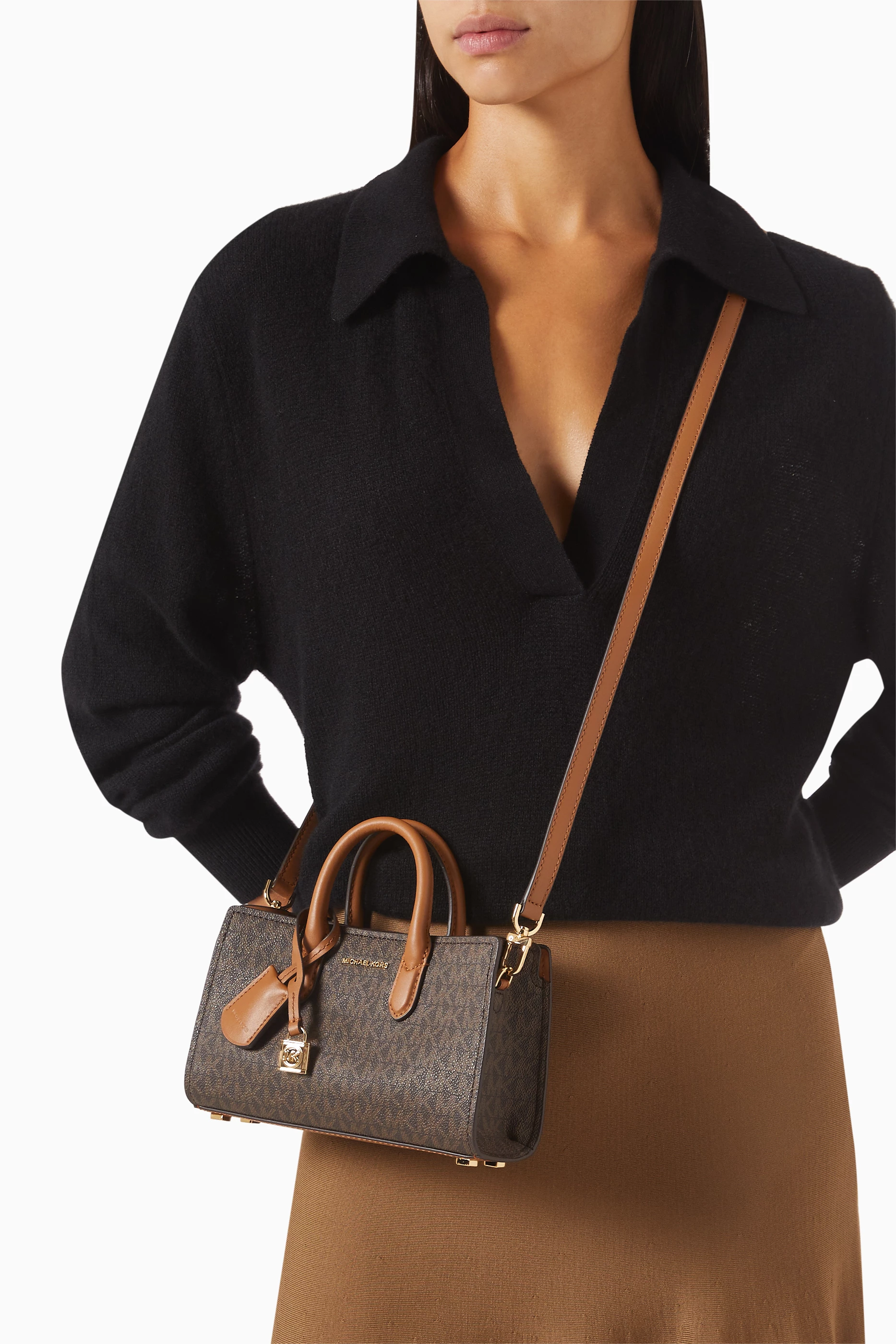 Buy Michael Kors Brown Extra small Scarlet Crossbody Bag in Canvas For Women Online Ounass Bahrain