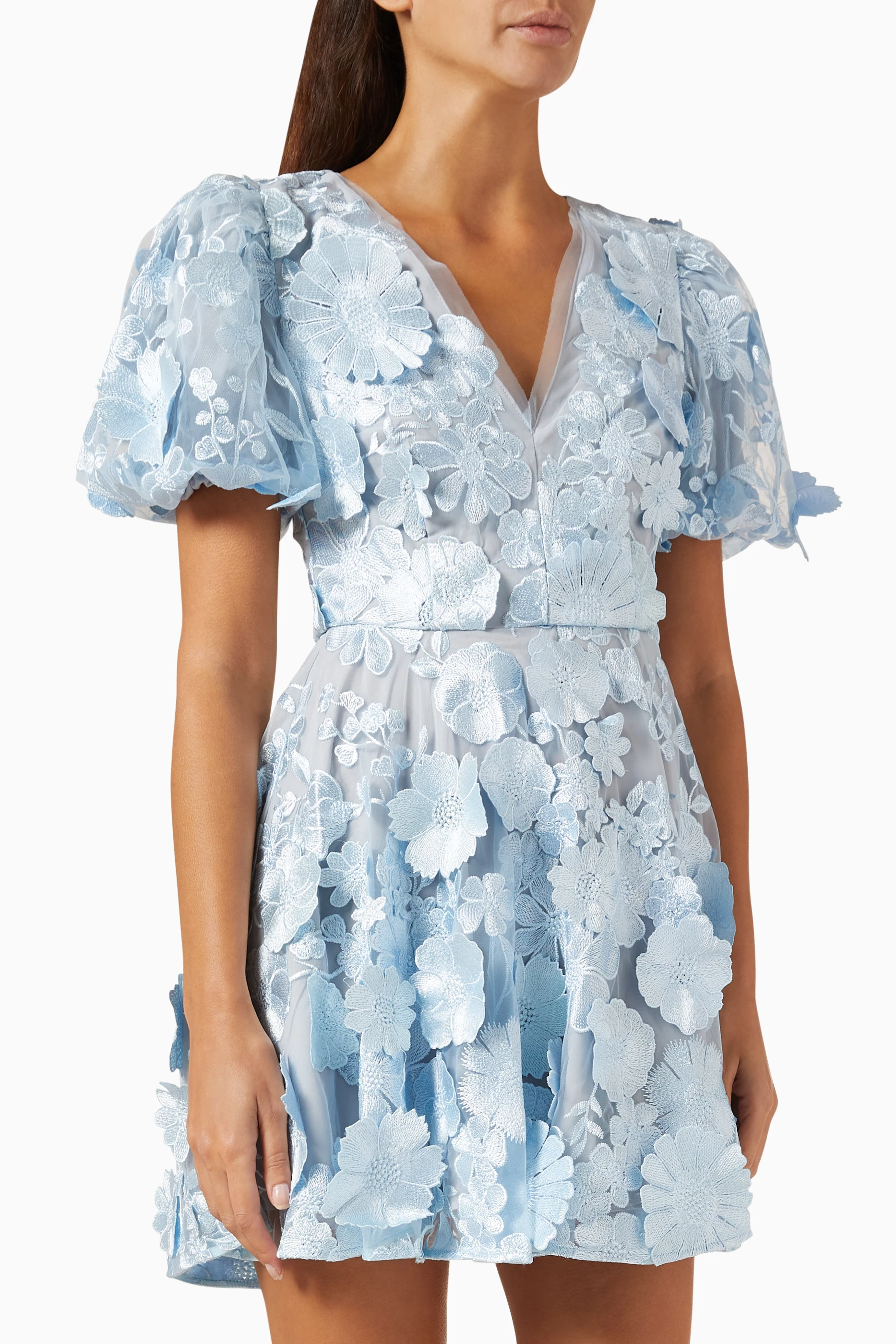 Buy Elliatt Blue Selene 3D Embellished Mini Dress For Women Online | Ounass  Bahrain