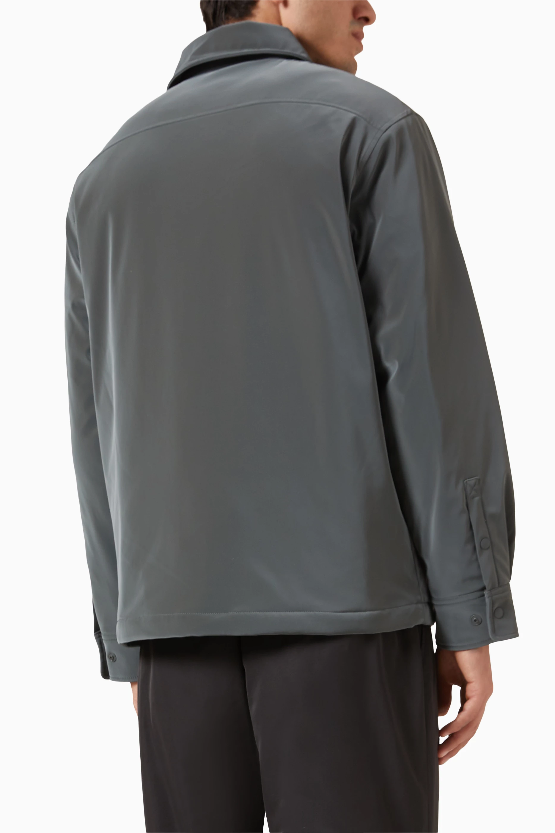 Buy Kith Grey Brixton Puffed Shirt Jacket in Suede Tech For Men