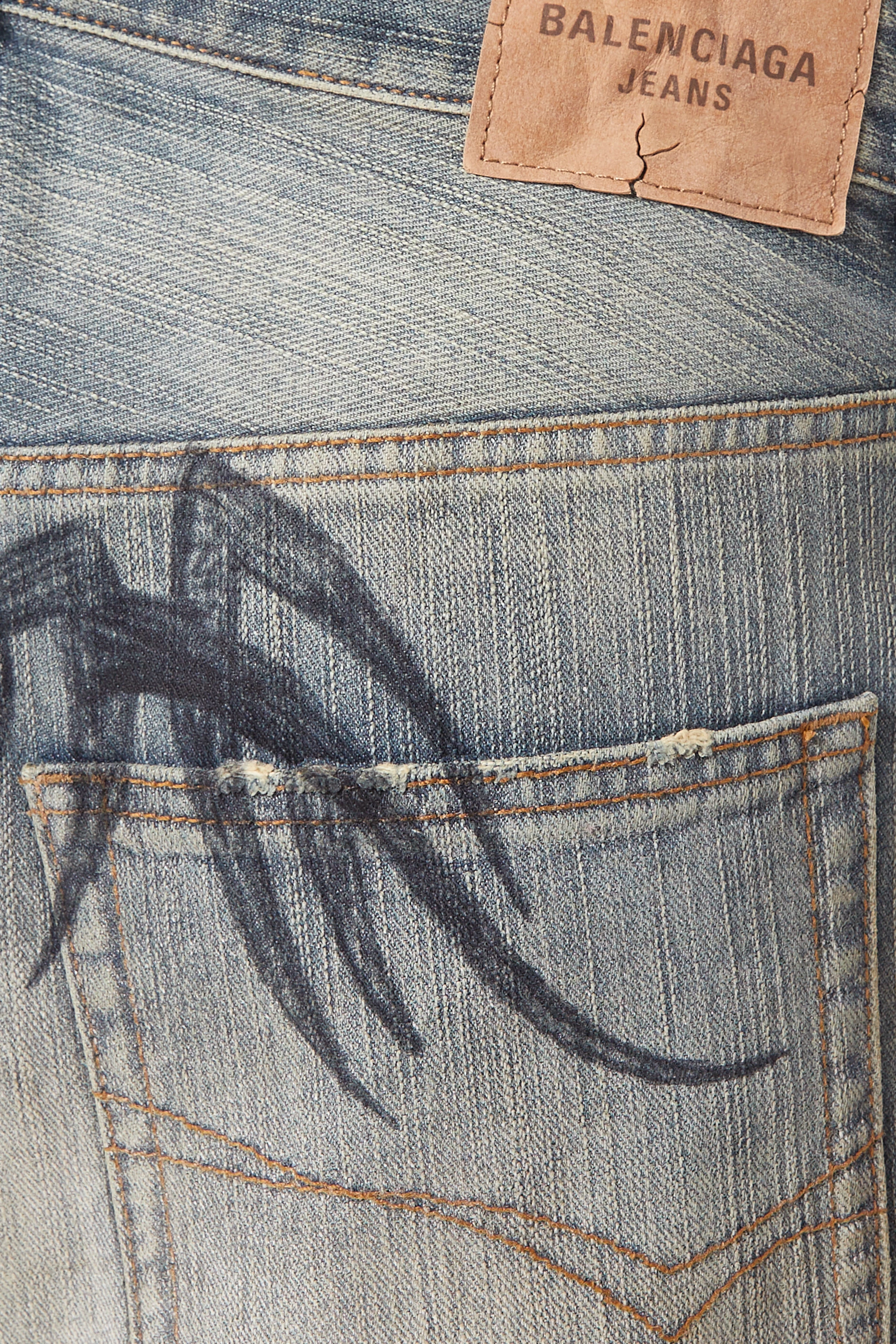 Buy Balenciaga Blue Y2K Stretched-knee Baggy Jeans in Denim For
