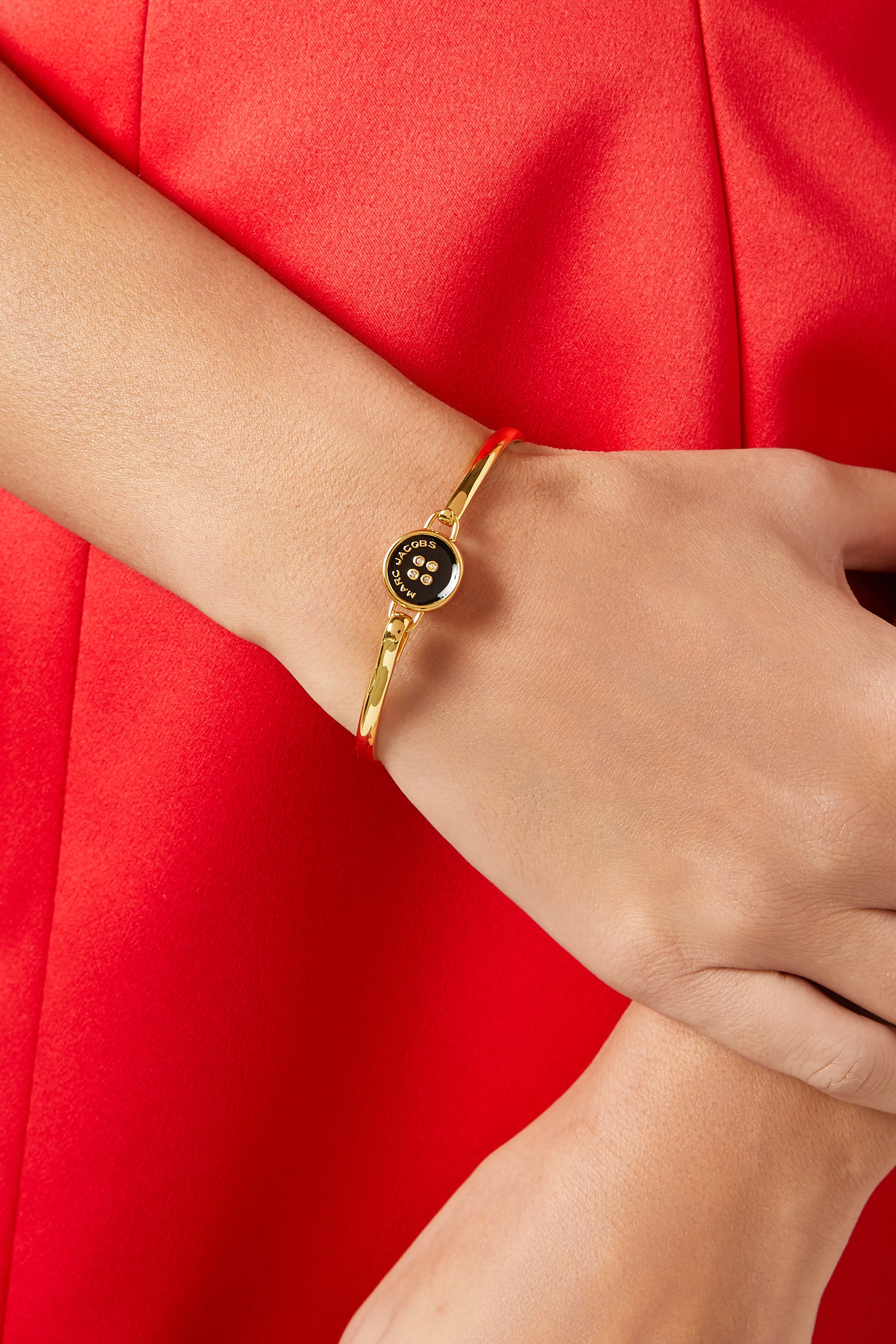 Buy Marc Jacobs Black The Button Hinge Bracelet in Gold