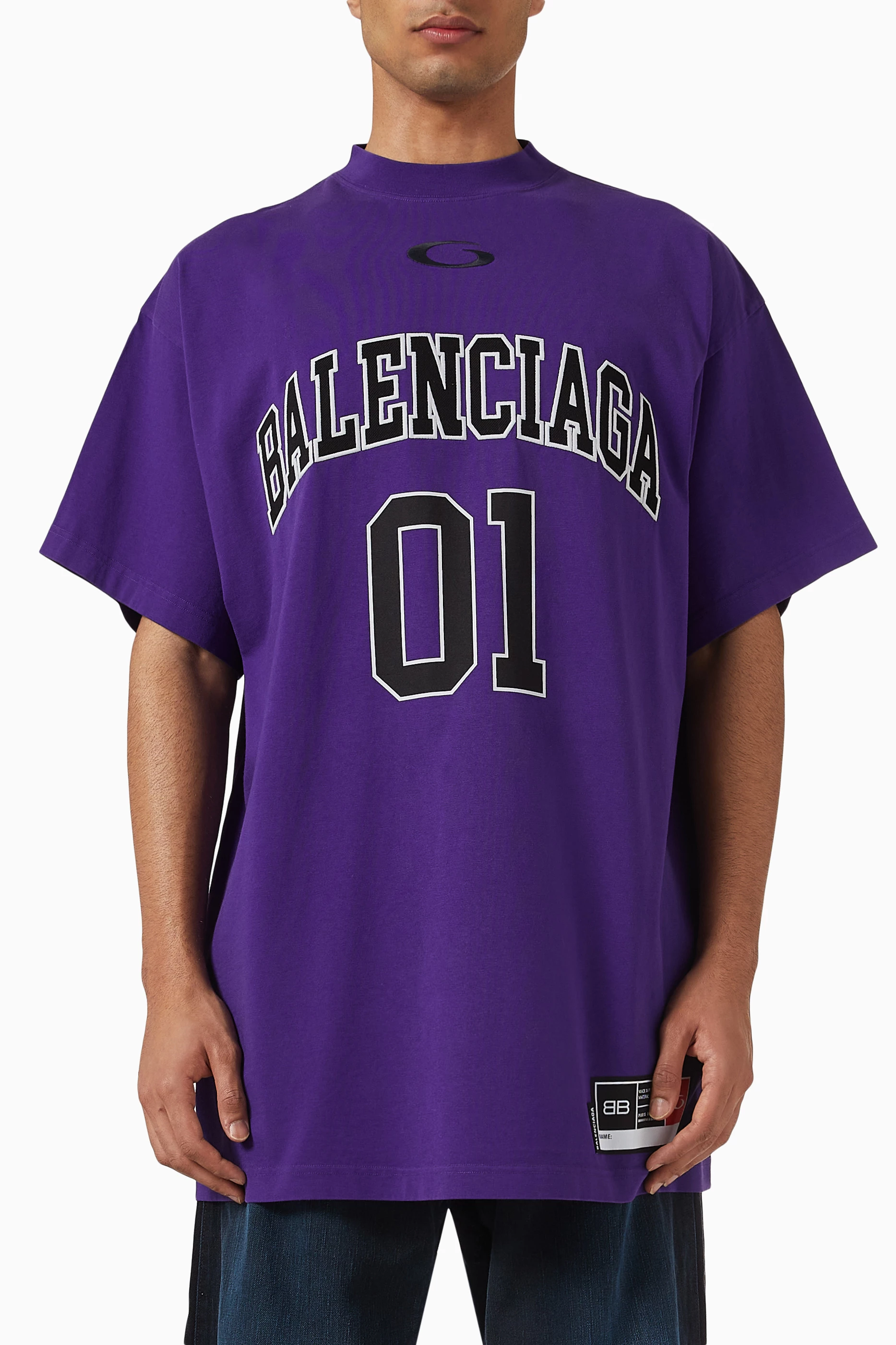 Buy Balenciaga Purple Basketball Series Oversized T-shirt in 