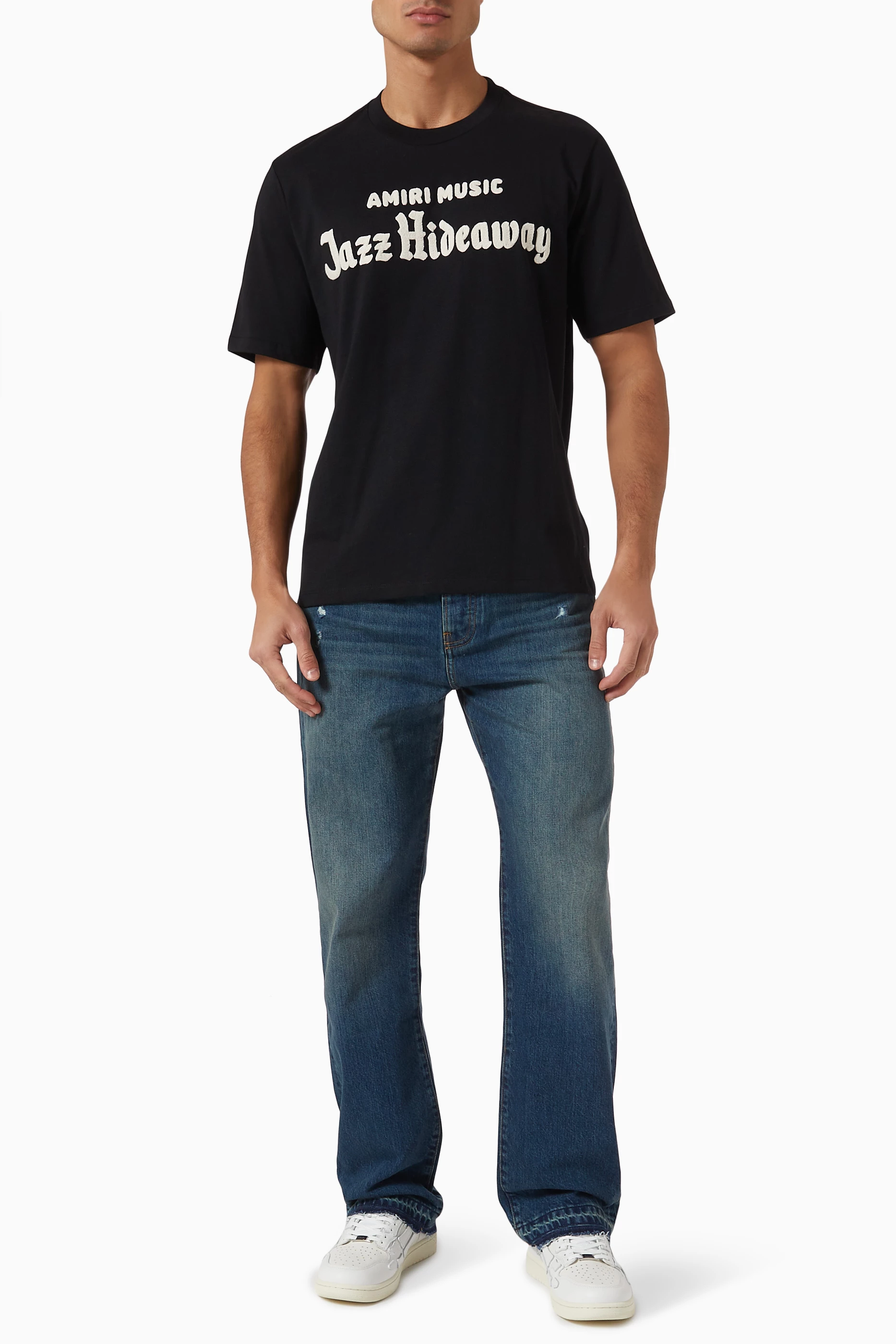 Buy Amiri Black Jazz Hideaway-print T-shirt in Cotton For