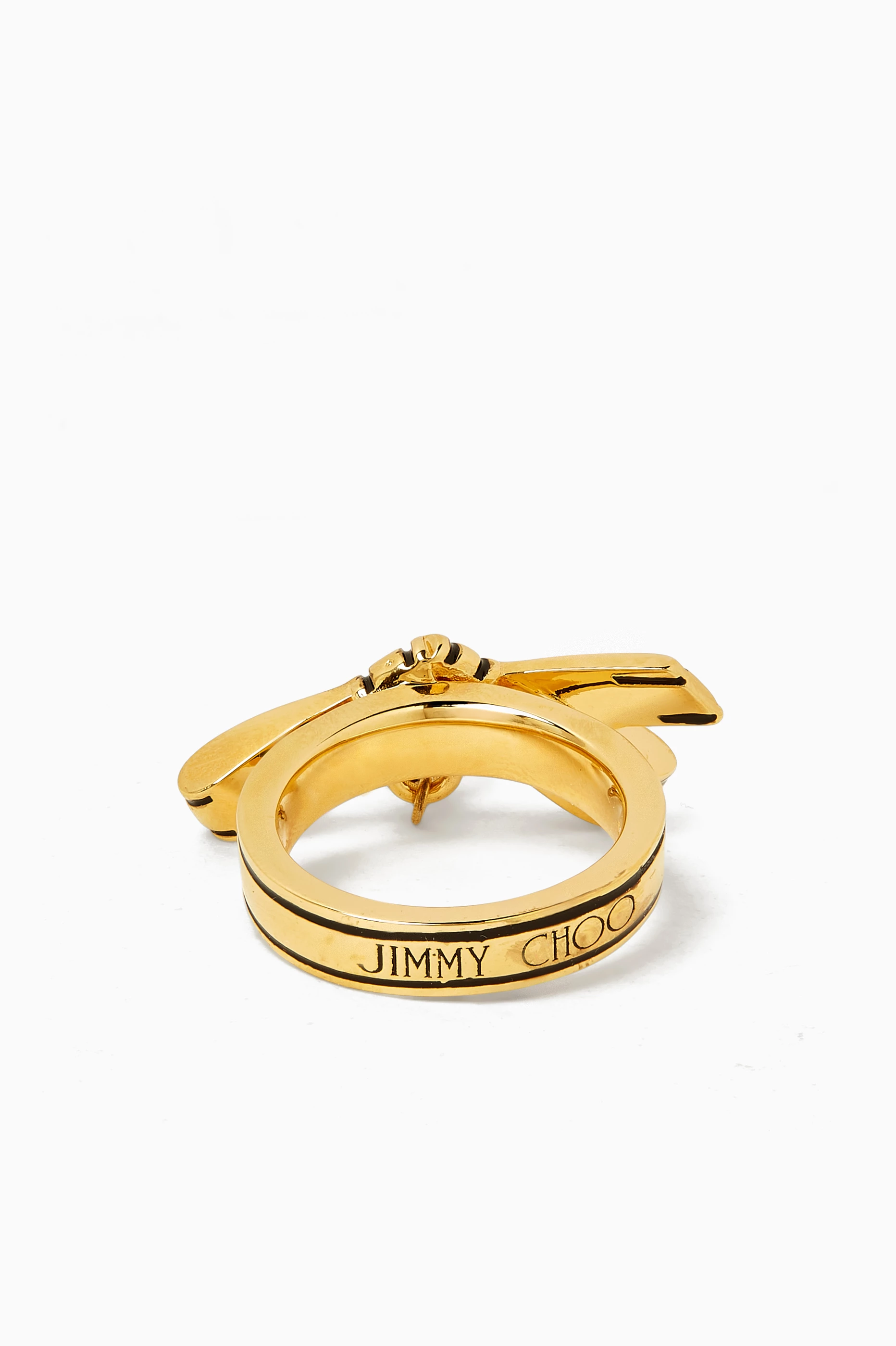 Buy Jimmy Choo Gold JC Ribbon Pearl Ring in Gold-tone Brass