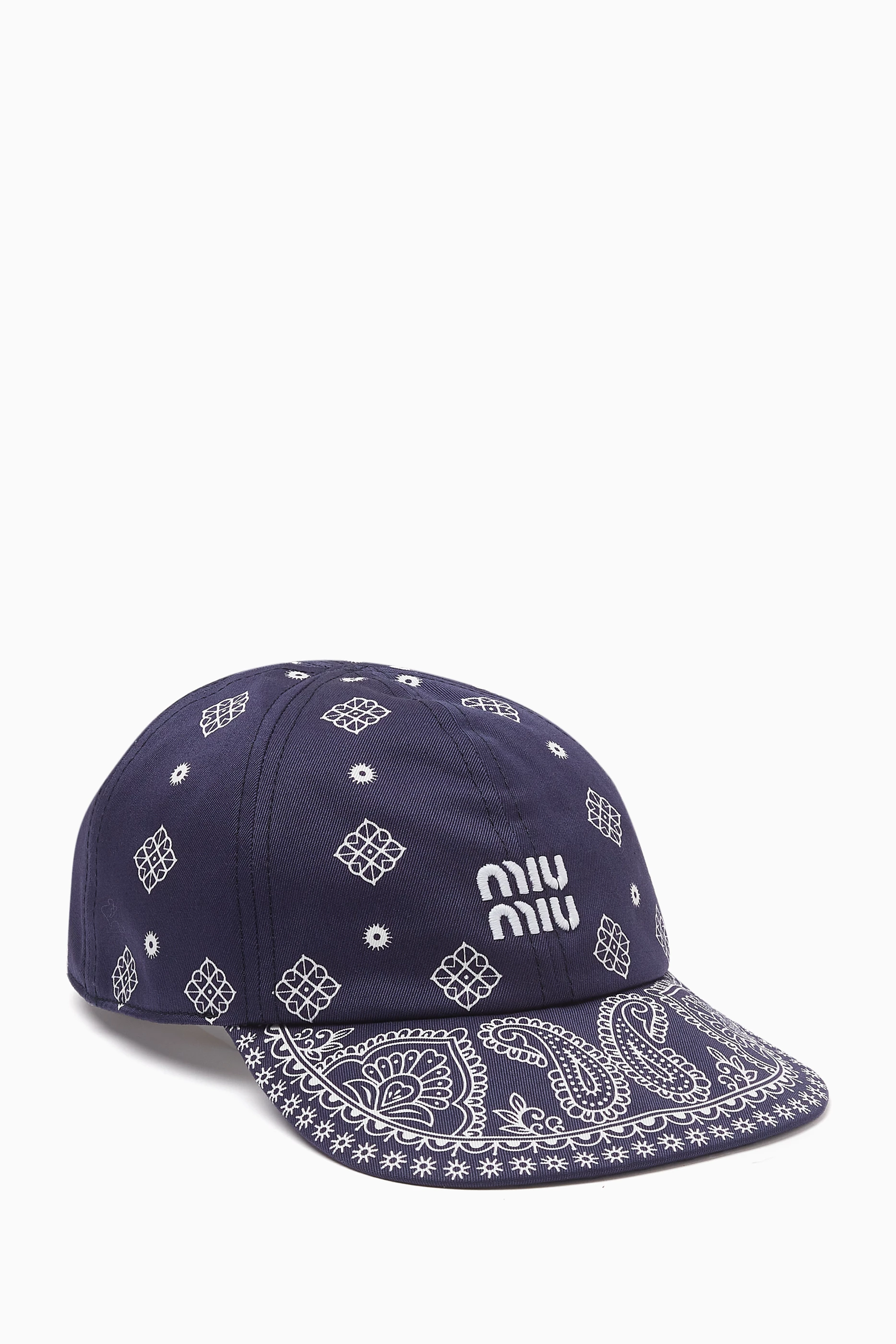Unisex Bandana Print Baseball Cap - Cashew Flower Flat Brim Snapback Hat, One Size Fits Most (White)