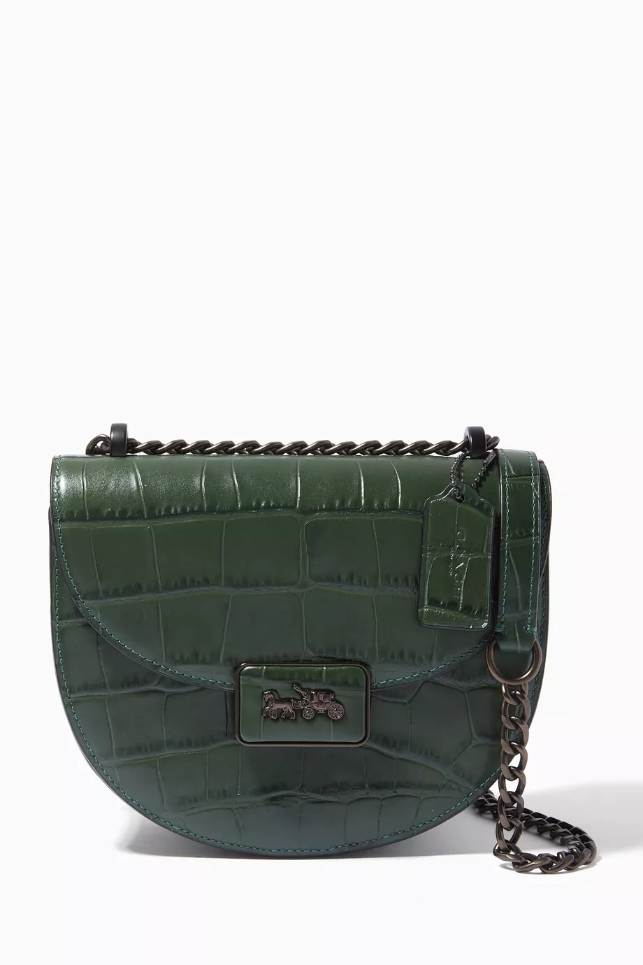 Shop Coach Green Alie Saddle Bag in Croc-embossed Leather for WOMEN |  Ounass Bahrain