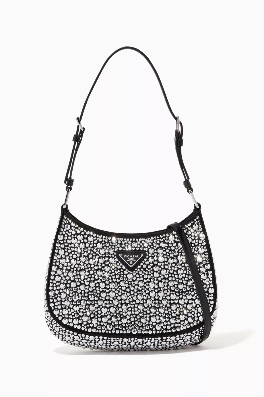Shop Prada Silver Cleo Crystal Bag in Satin for WOMEN | Ounass Bahrain