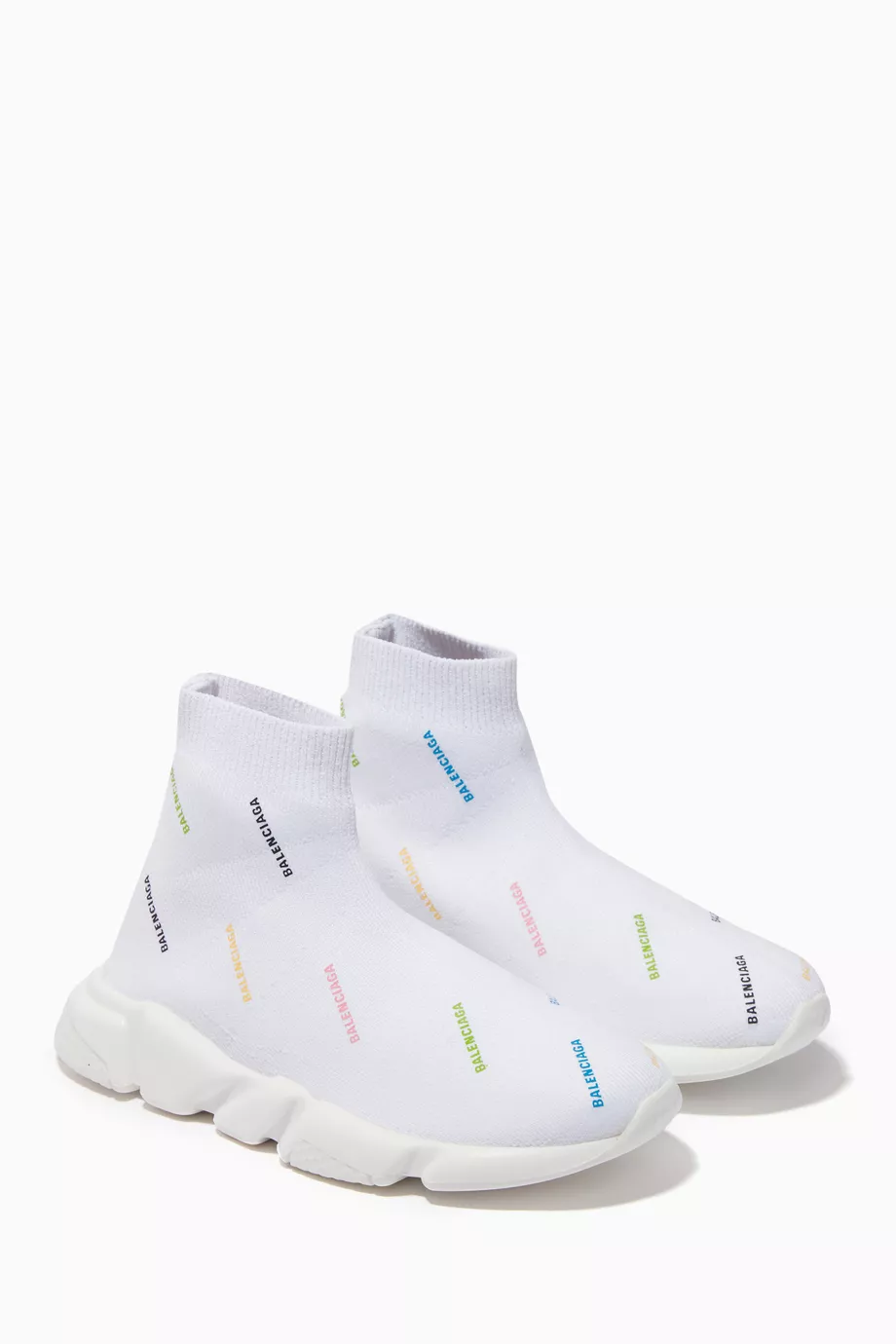 Buy Balenciaga White Speed All-over Logo Sneakers in Polyester for UNISEX  in Bahrain | Ounass