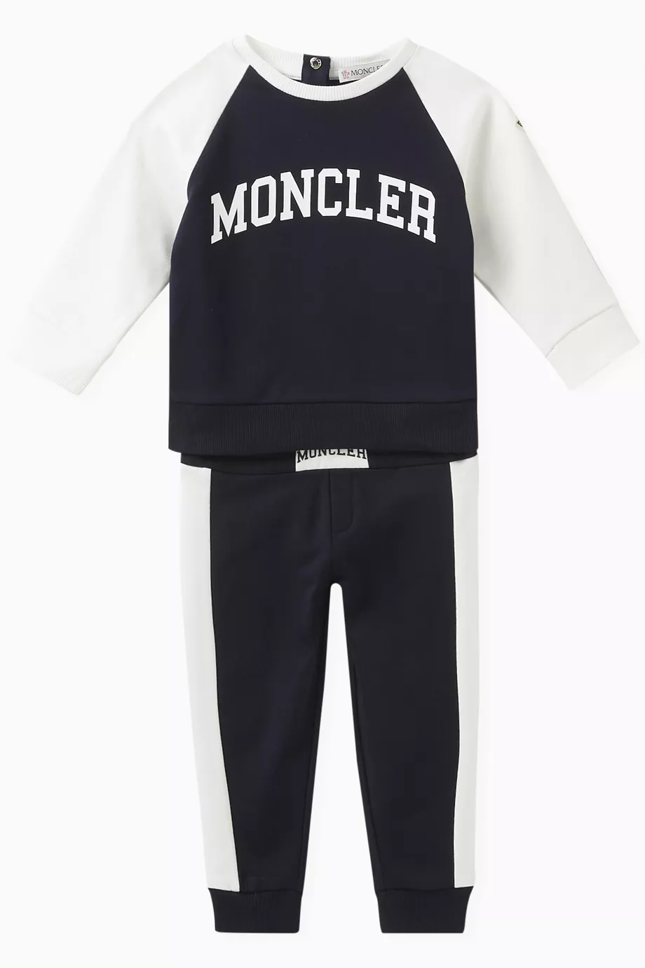 Buy Moncler Enfant Black Logo Tracksuit Set in Stretch Cotton for