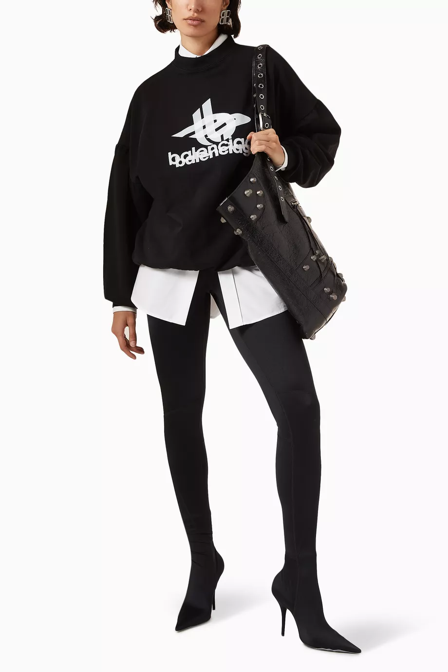 Buy Balenciaga Black Layered Sports Oversized Sweatshirt in Cotton-fleece  for UNISEX in Bahrain