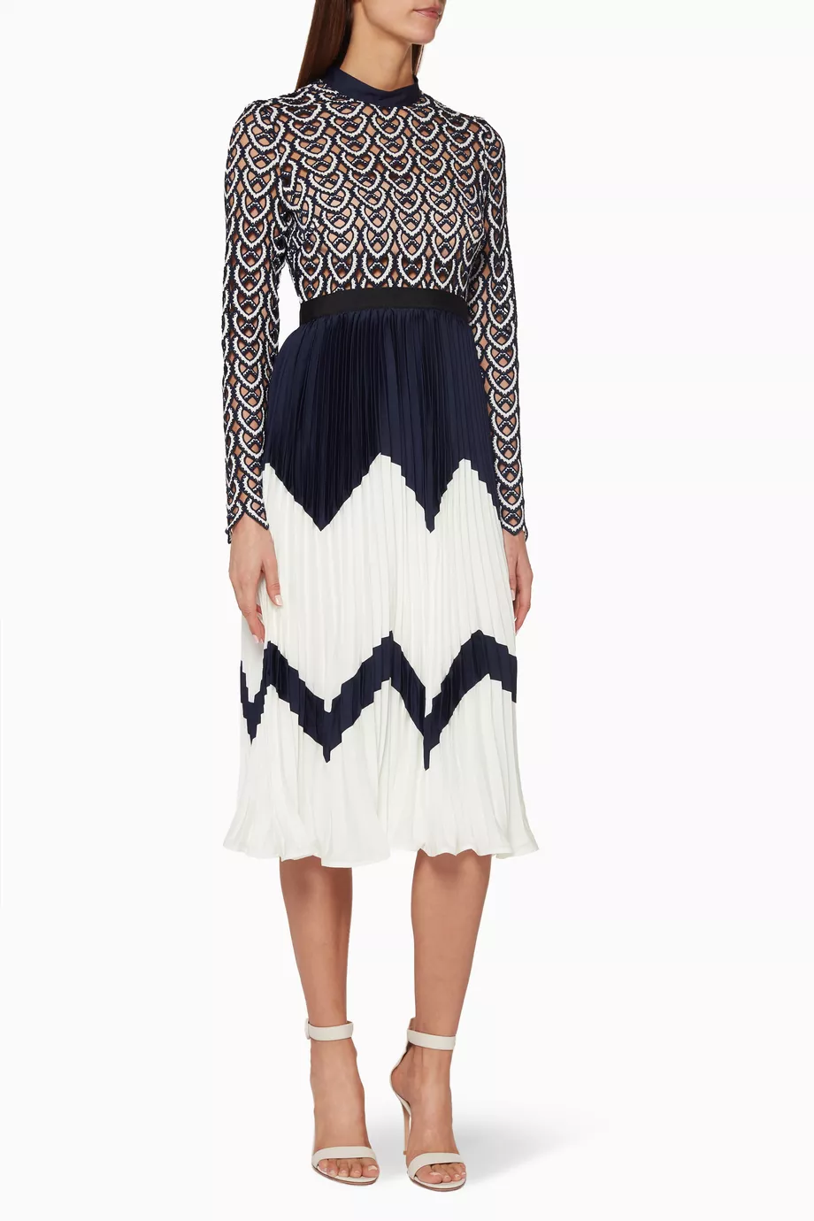 Self portrait crochet midi dress cheap