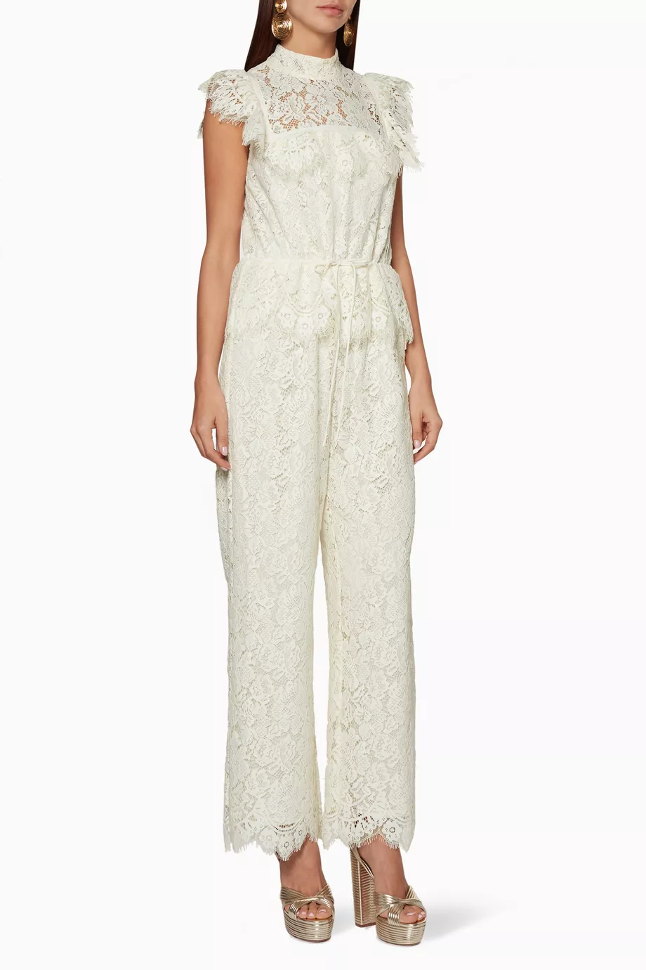 Buy Ganni White White Jerome Lace Jumpsuit For Women Online Ounass Bahrain