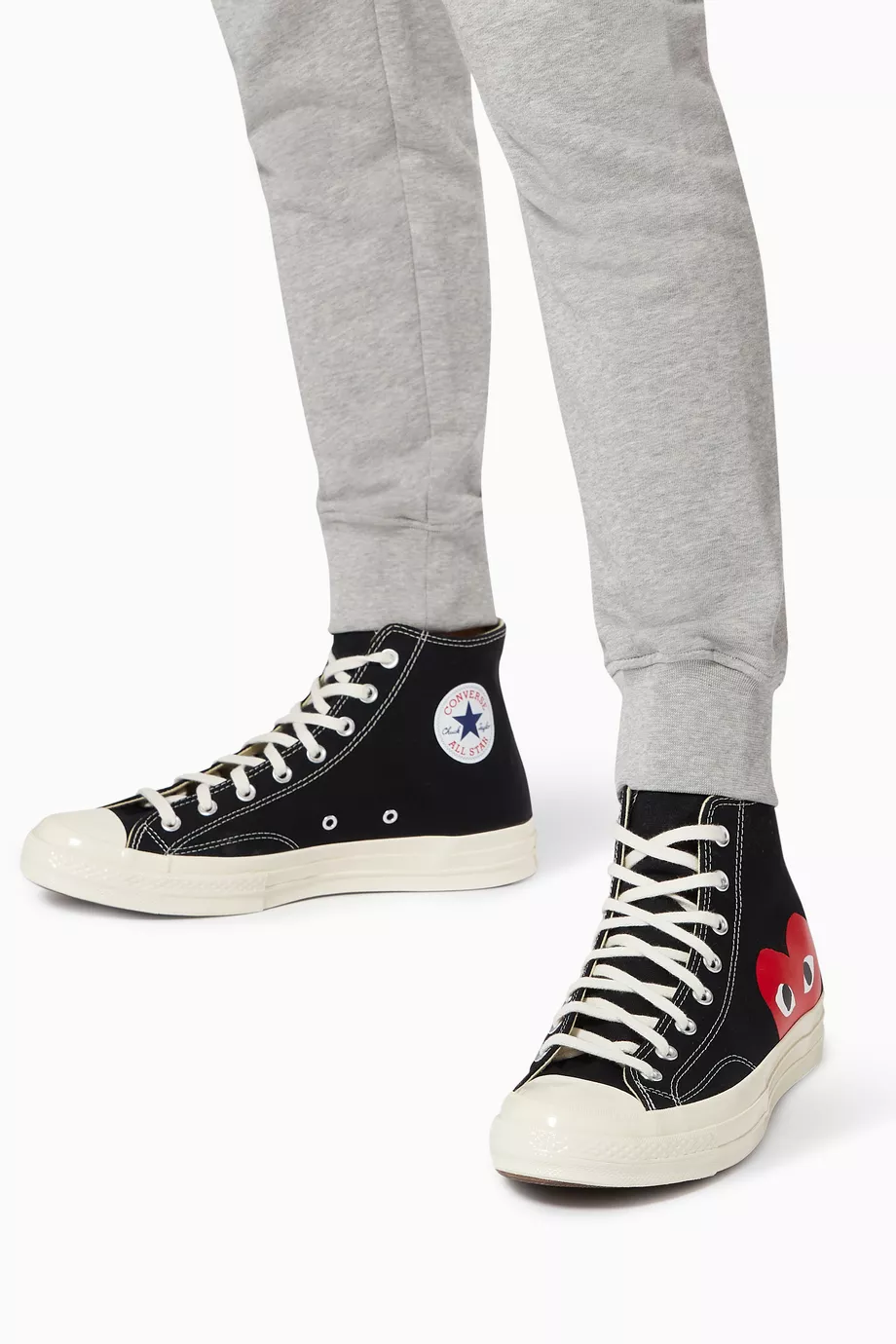 Comme des garcons play converse canvas high top sneakers clearance